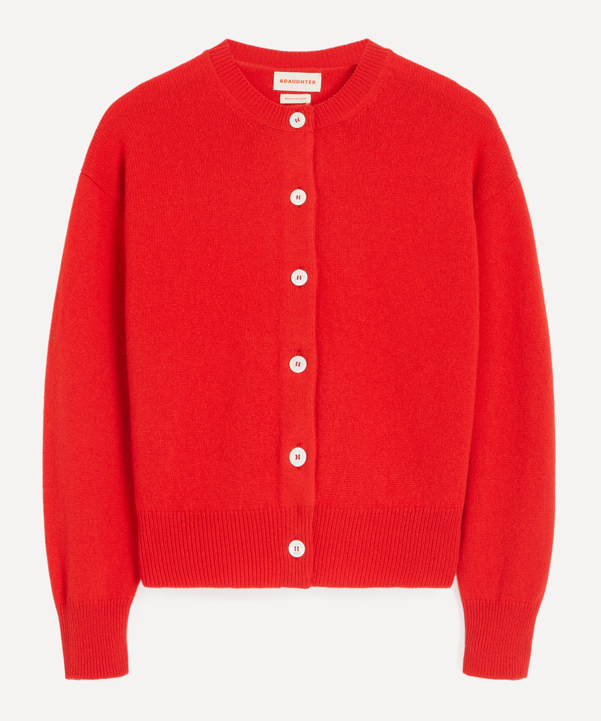 And-daughter &daughter Women's Ada Crewneck Cardigan In Poppy Red