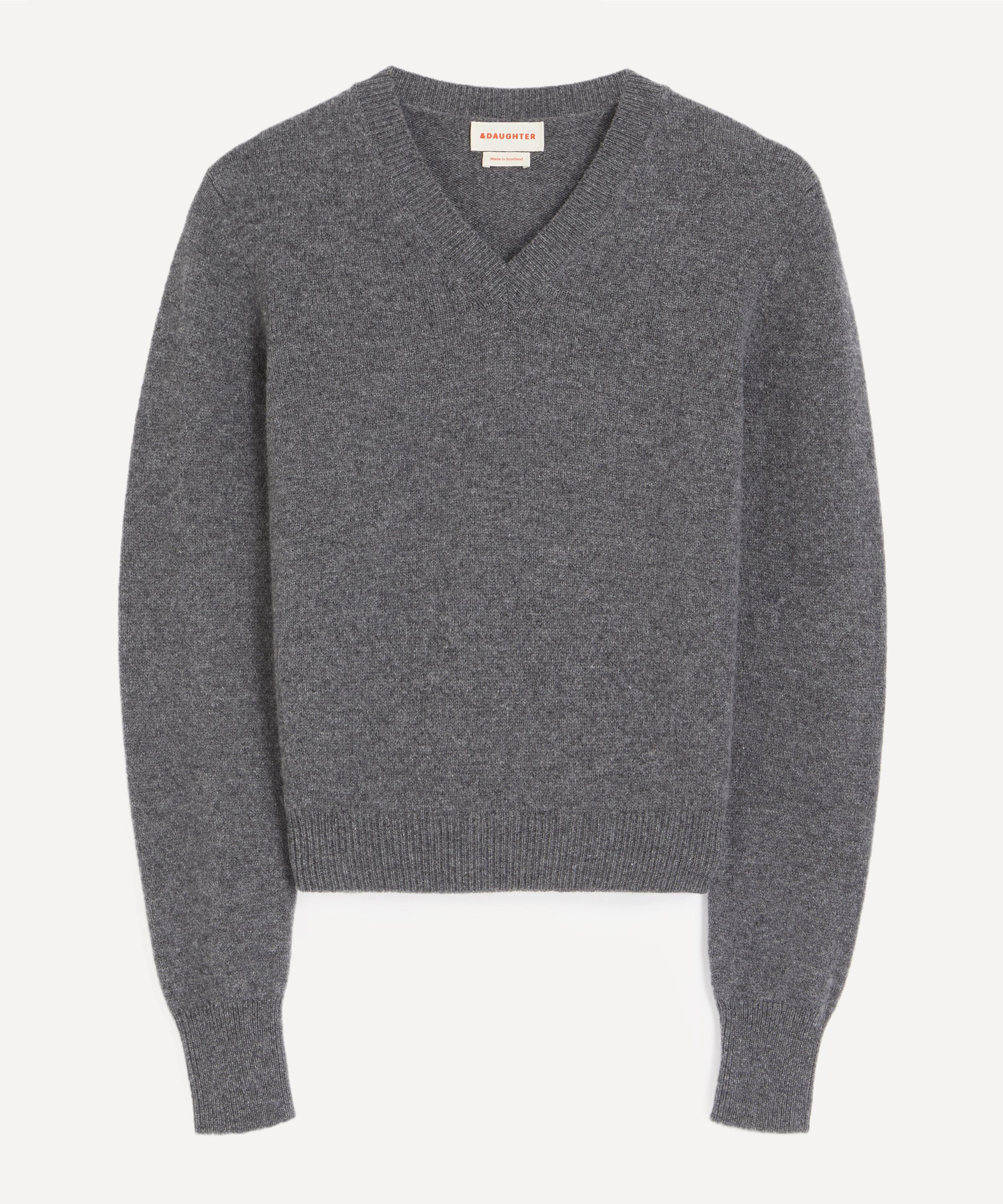 And-daughter &daughter Women'size S Sligo Shrunken V-neck Jumper In Derby Grey