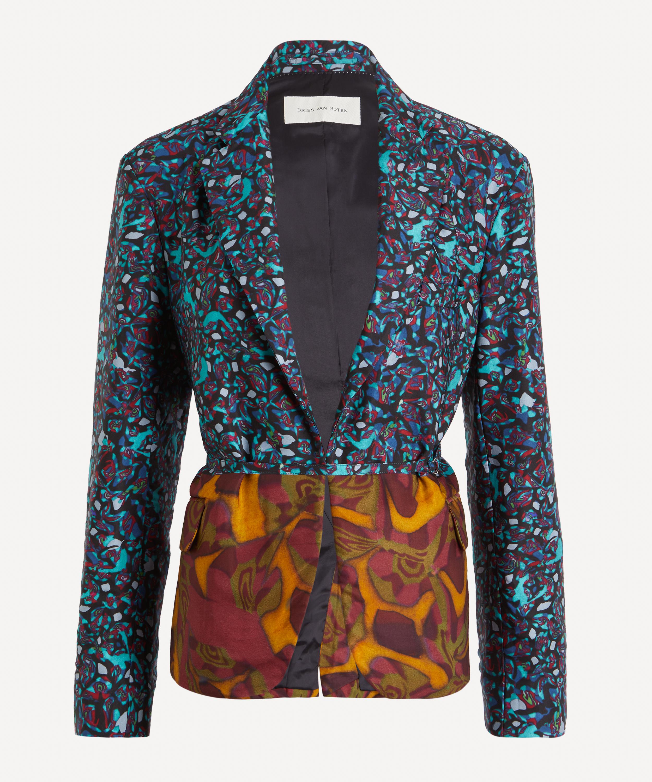 Dries Van Noten Women's Contrast Print Double-breasted Blazer In Blue