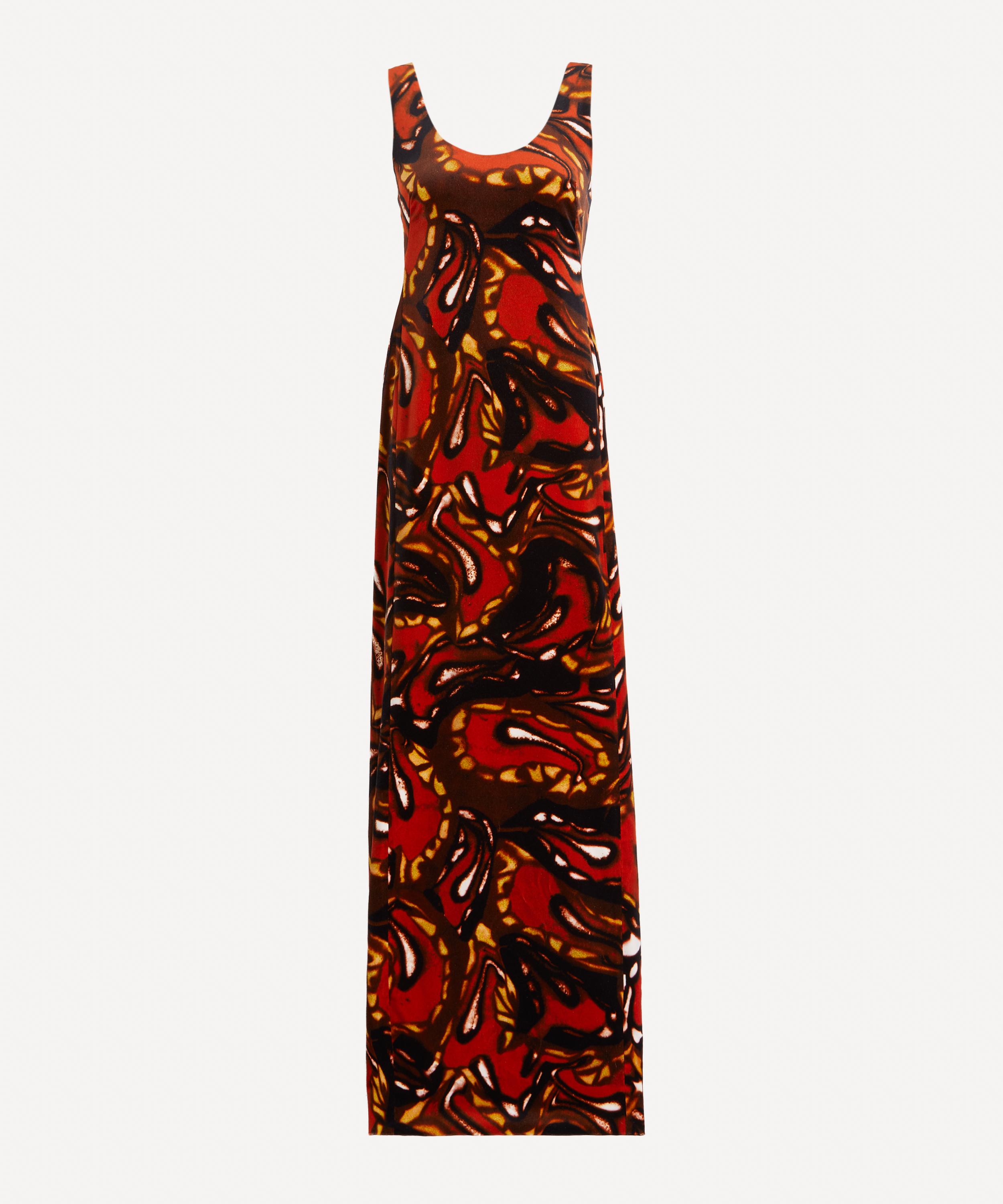 Dries Van Noten Women's Long Velvet Dress In Orange