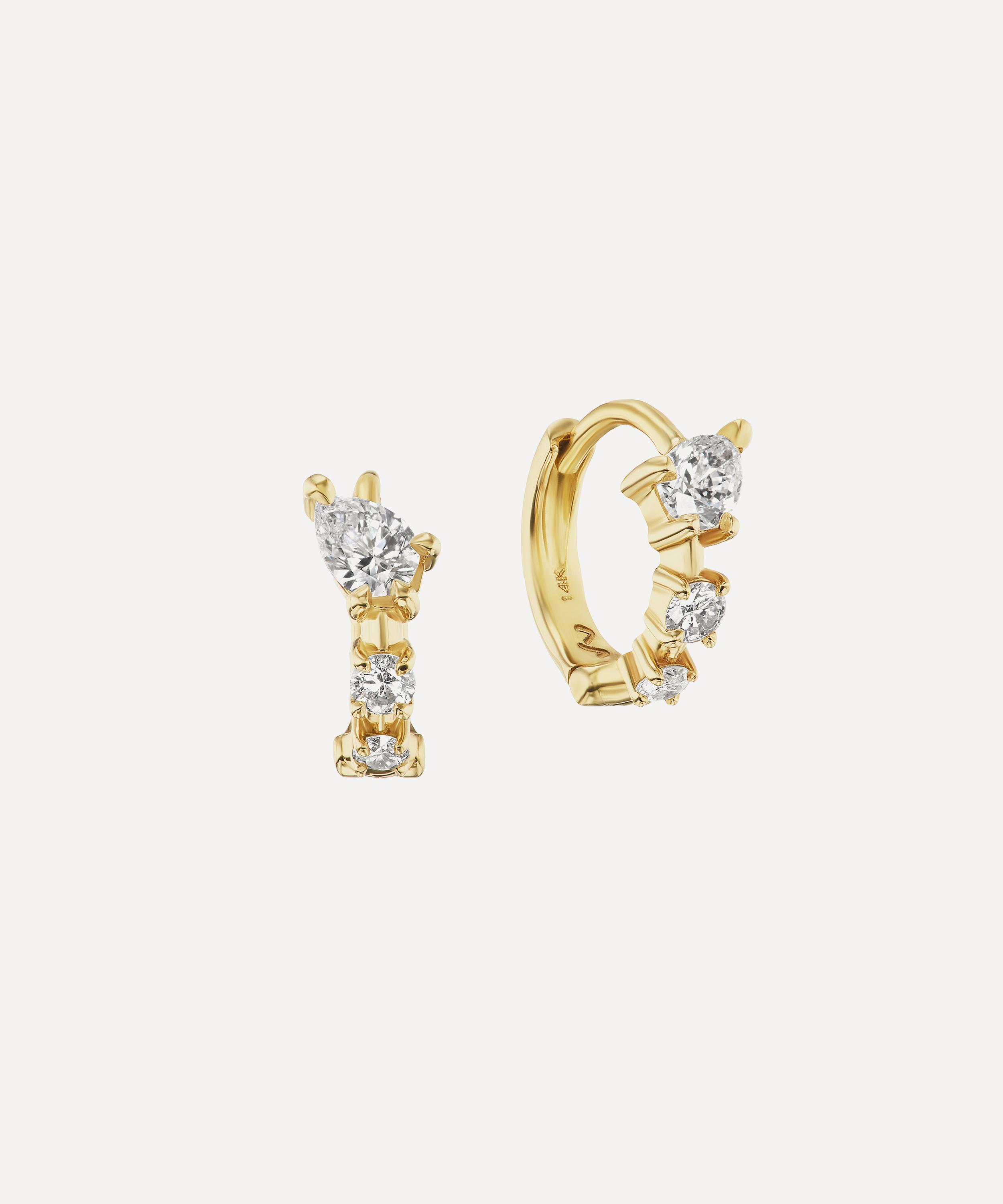 Vice Versa 14ct Gold Bias Huggie Hoop Earrings