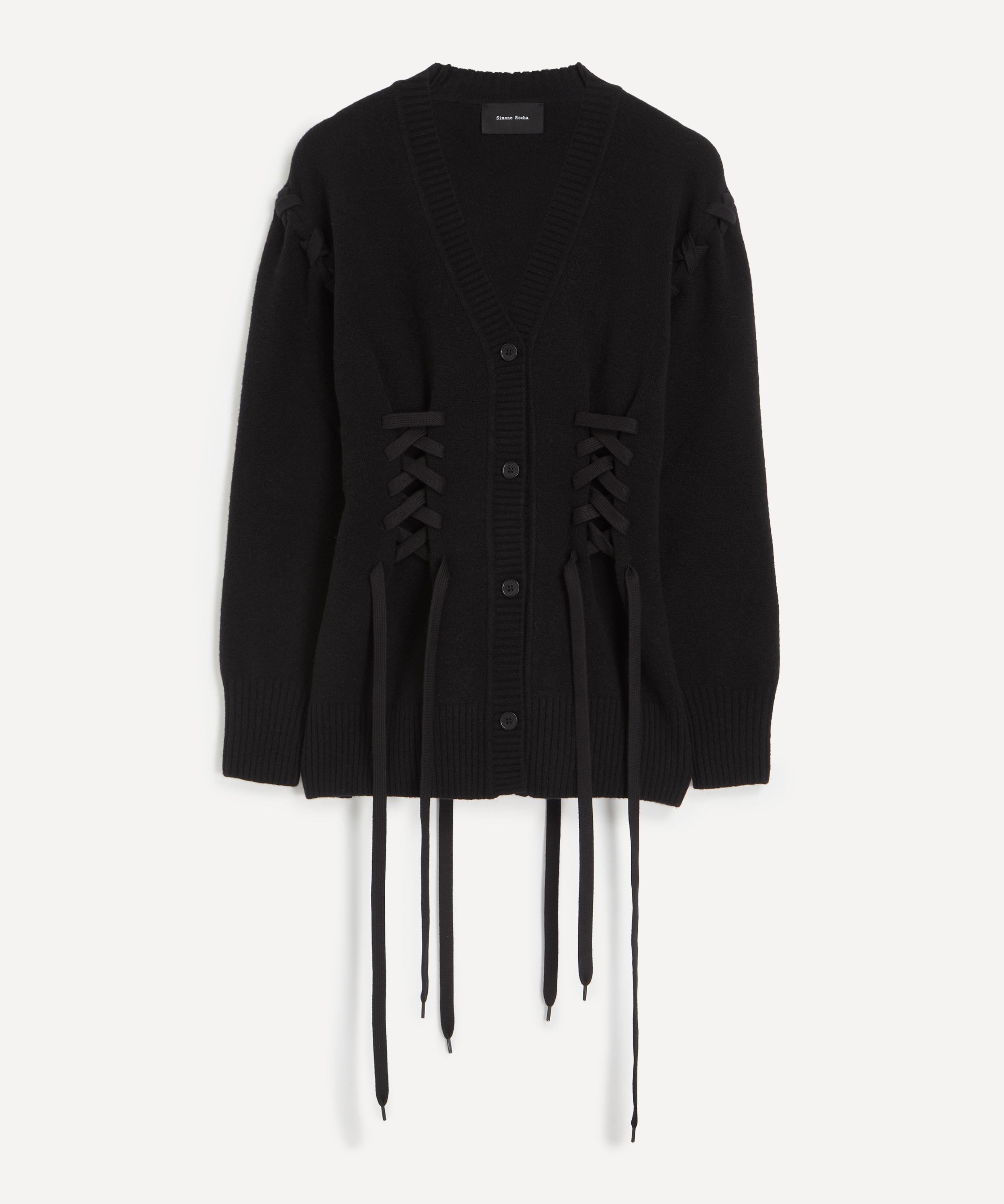 Simone Rocha Women's Merino Corseted Cardigan Size Xs In Black