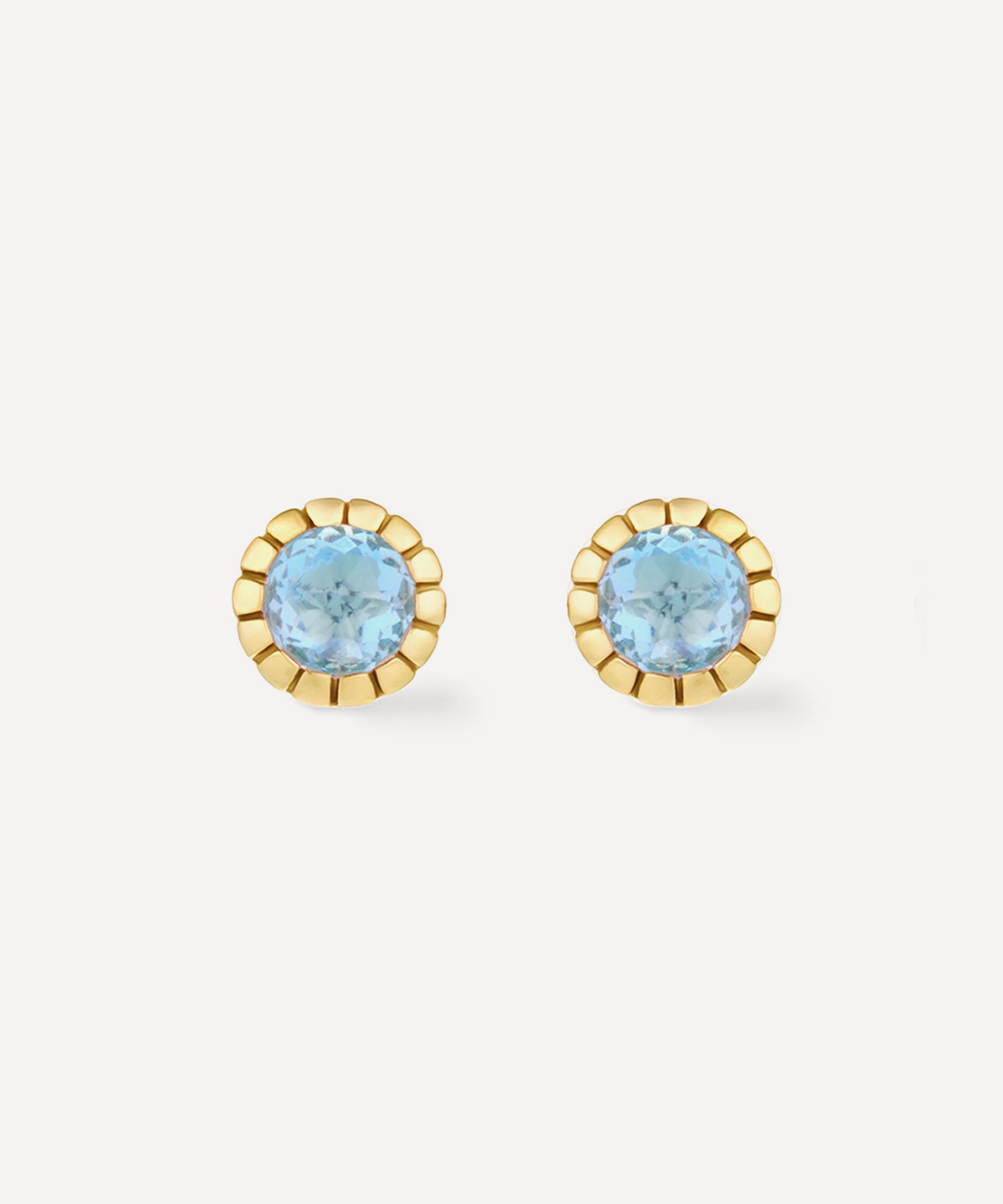 Dinny Hall 18ct Gold-plated Vermeil Silver Blue Topaz Chequerboard Stud Earrings