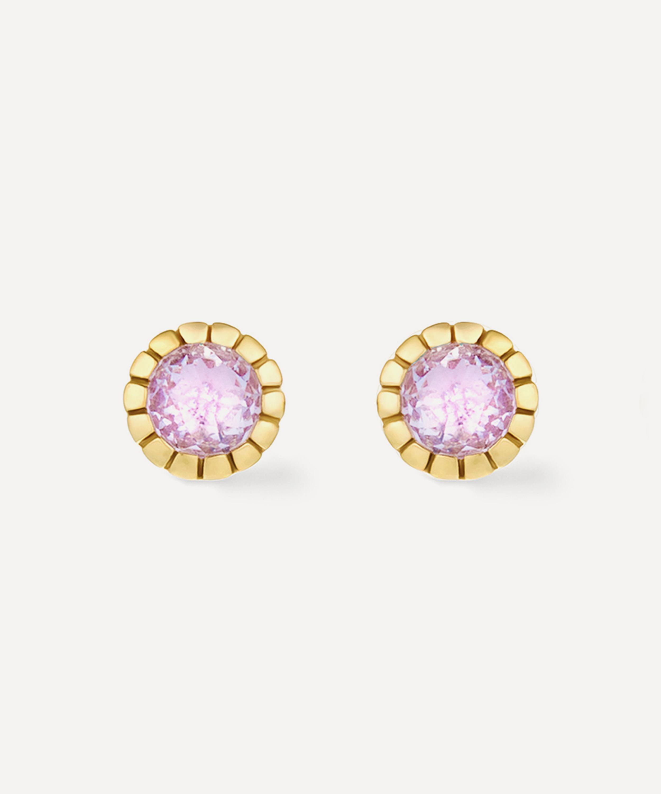 Dinny Hall 18ct Gold-plated Vermeil Silver Amethyst Chequerboard Stud Earrings