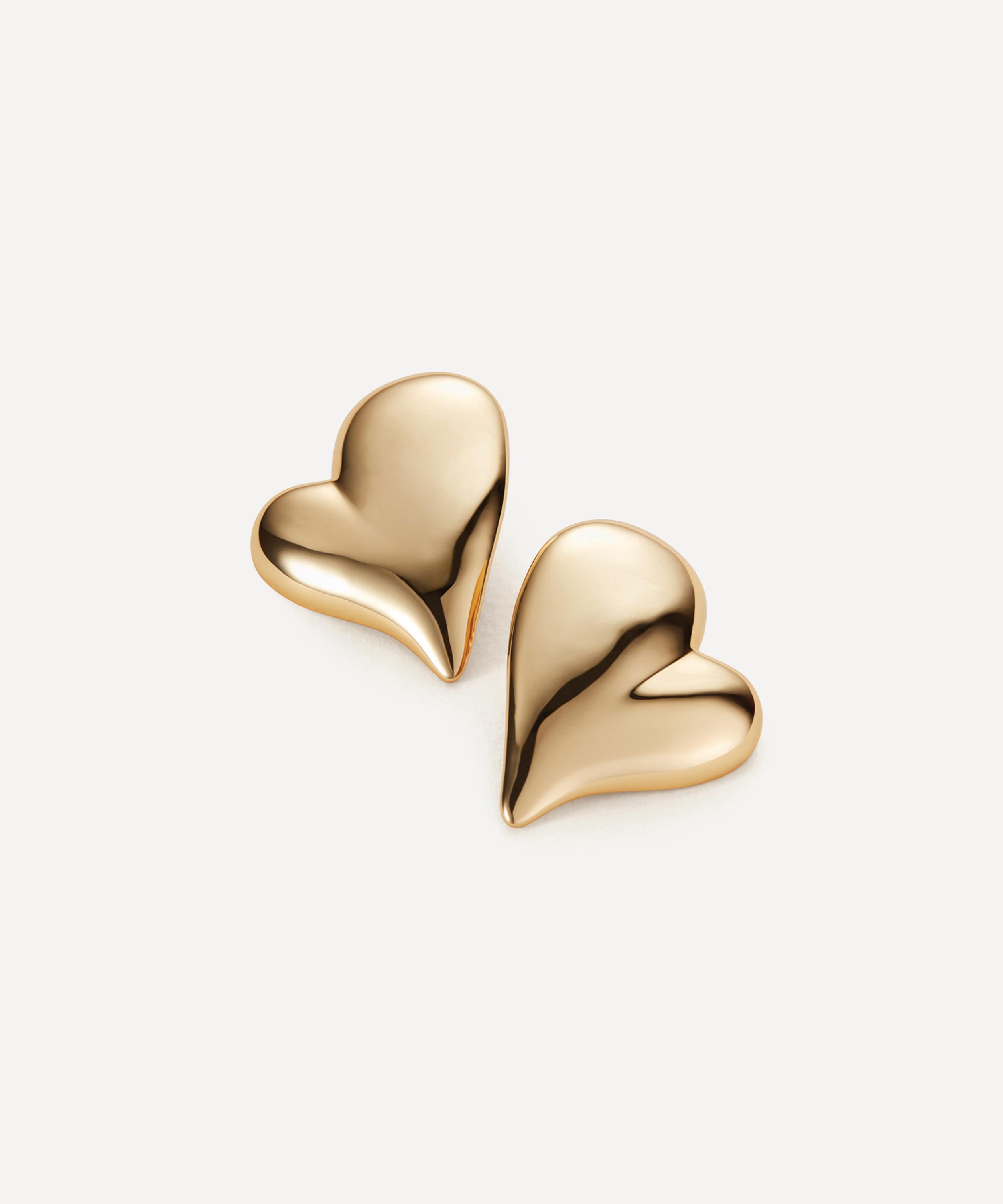 Jenny Bird 14ct Gold-plated Mega Art Heart Symmetrical Button Stud Earrings