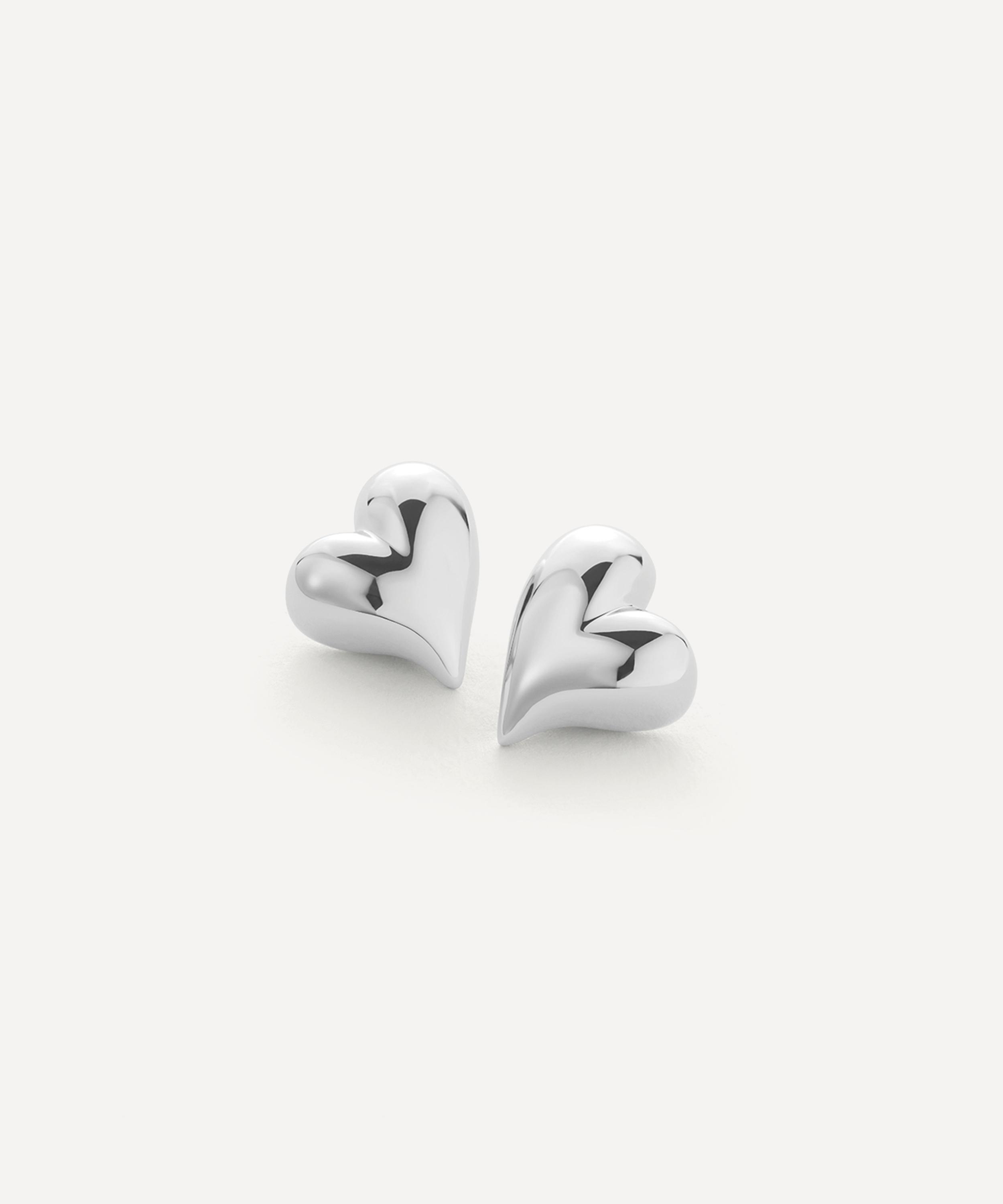 Jenny Bird Silver-plated Art Heart Symmetrical Button Stud Earrings