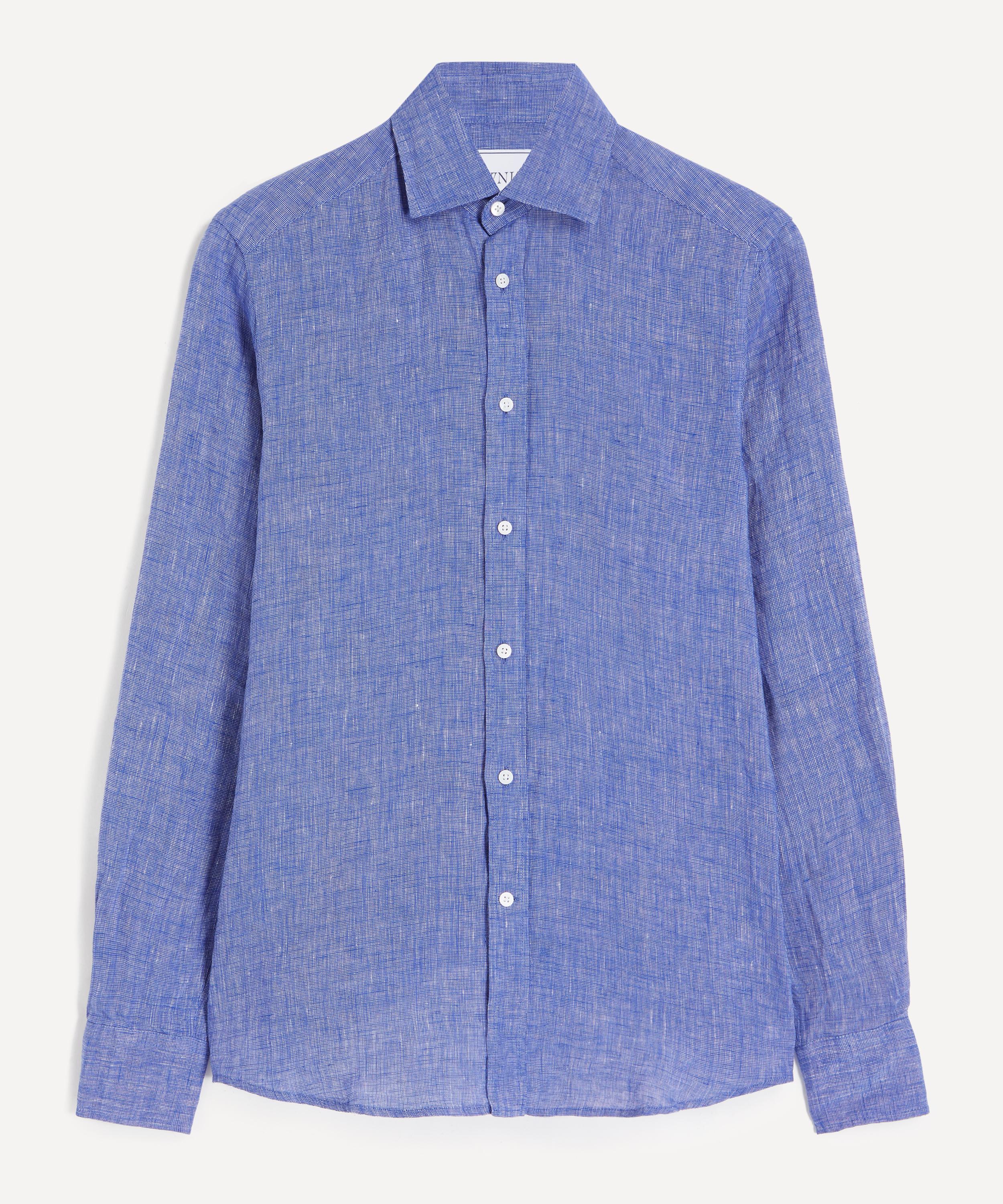 With Nothing Underneath Women's The Boyfriend Linen Lapis Blue Shirt