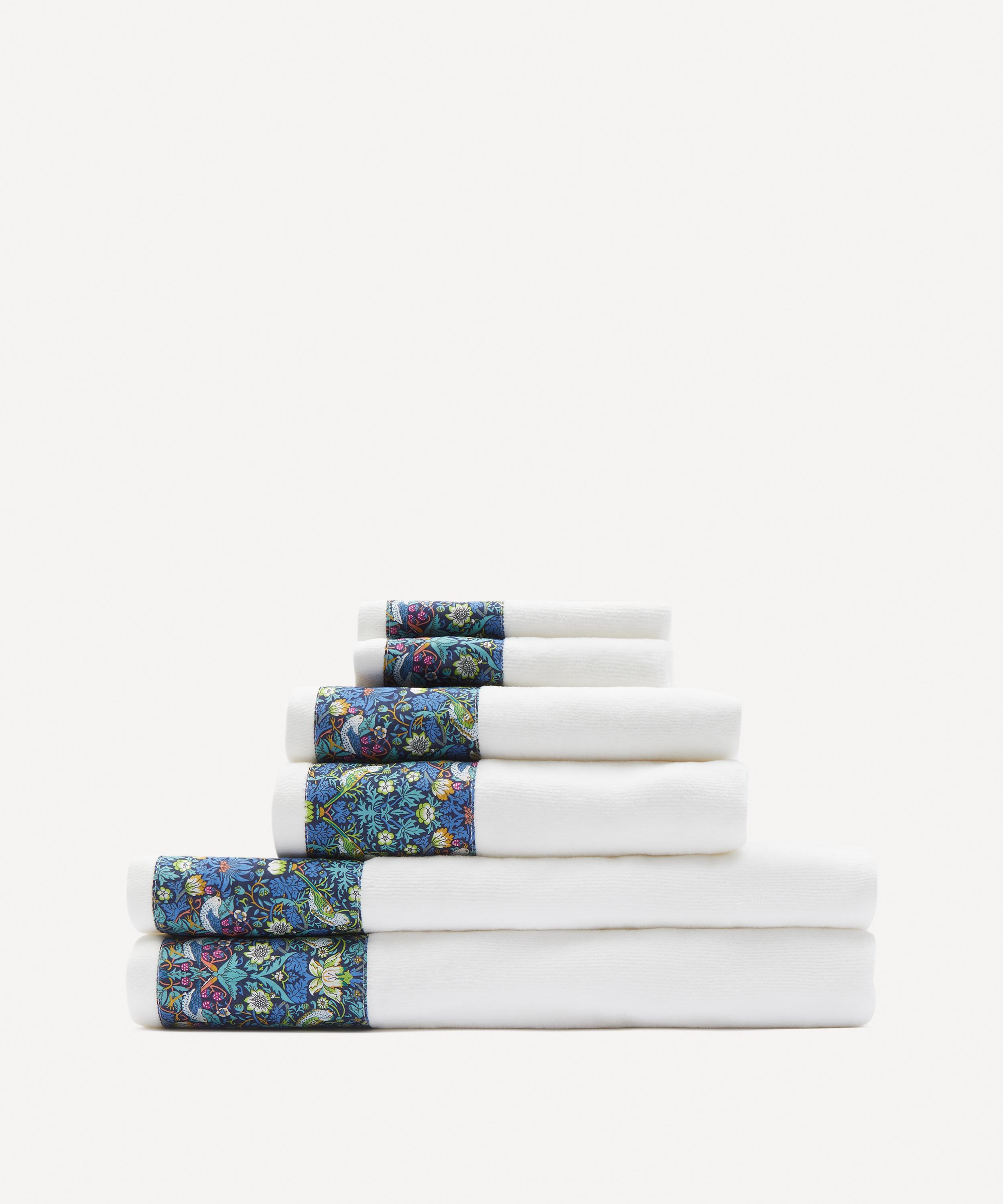 Liberty Strawberry Thief Towels Bundle Set Of Six In Dark Green