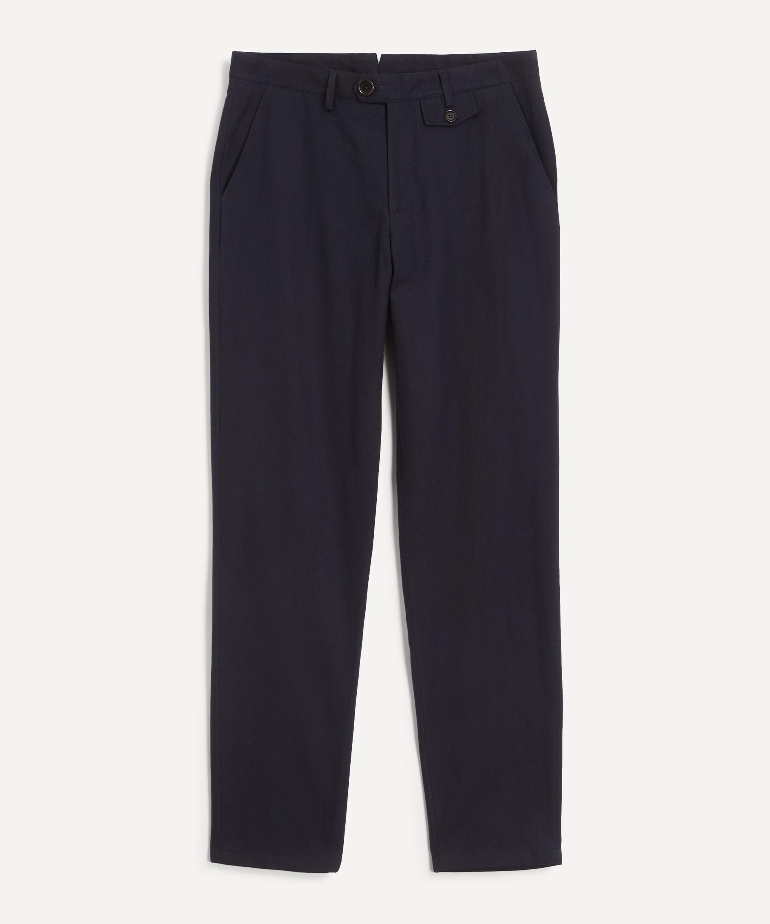 Oliver Spencer Mens Fishtail Straight Leg Linen Trousers In Blue