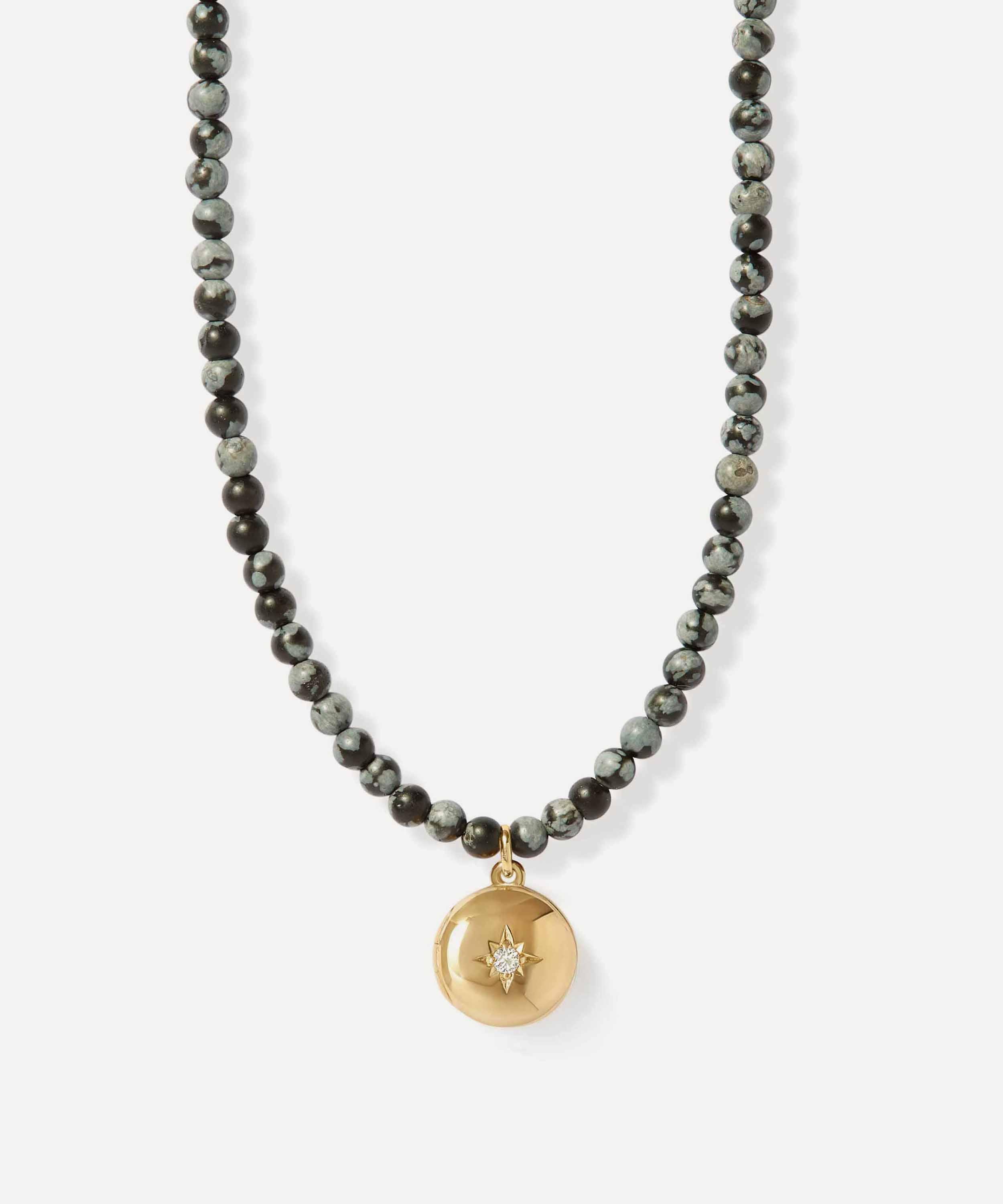 Astley Clarke 18ct Gold-plated Vermeil Silver Mini Biography Snowflake Obsidian Locket Necklace