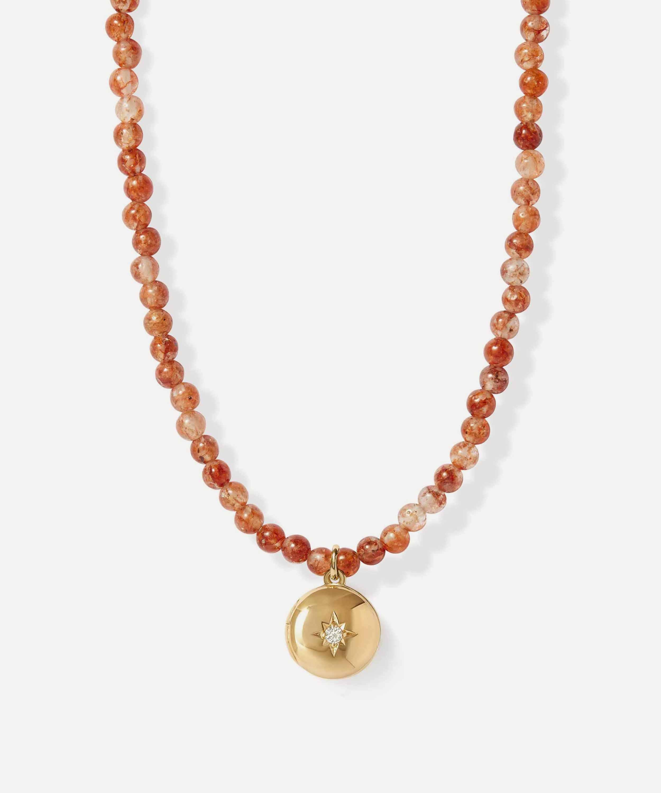 Astley Clarke 18ct Gold-plated Vermeil Silver Mini Biography Sun Agate Locket Necklace