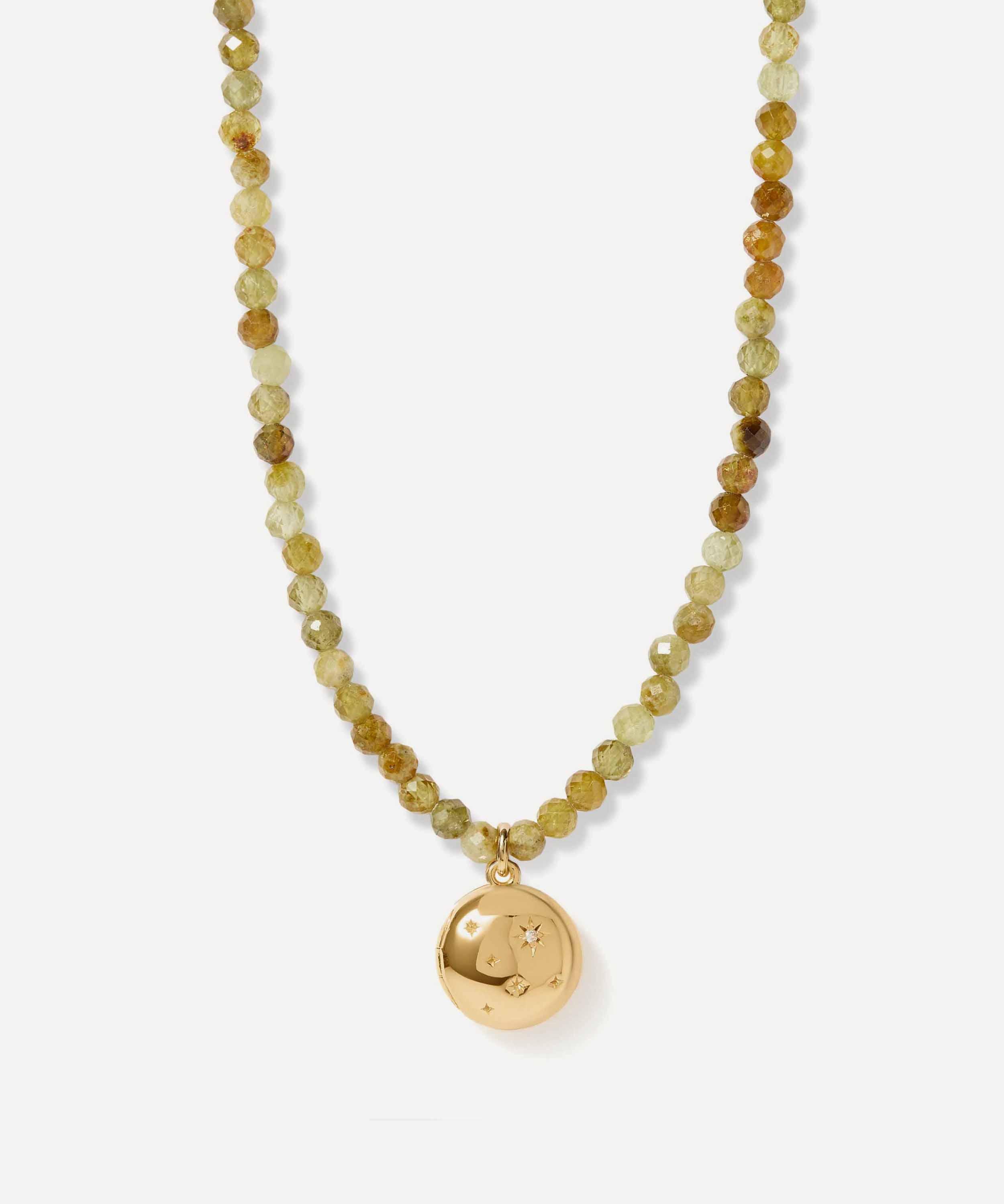 Astley Clarke 18ct Gold-plated Vermeil Silver Tiny Star Green Garnet Locket Necklace
