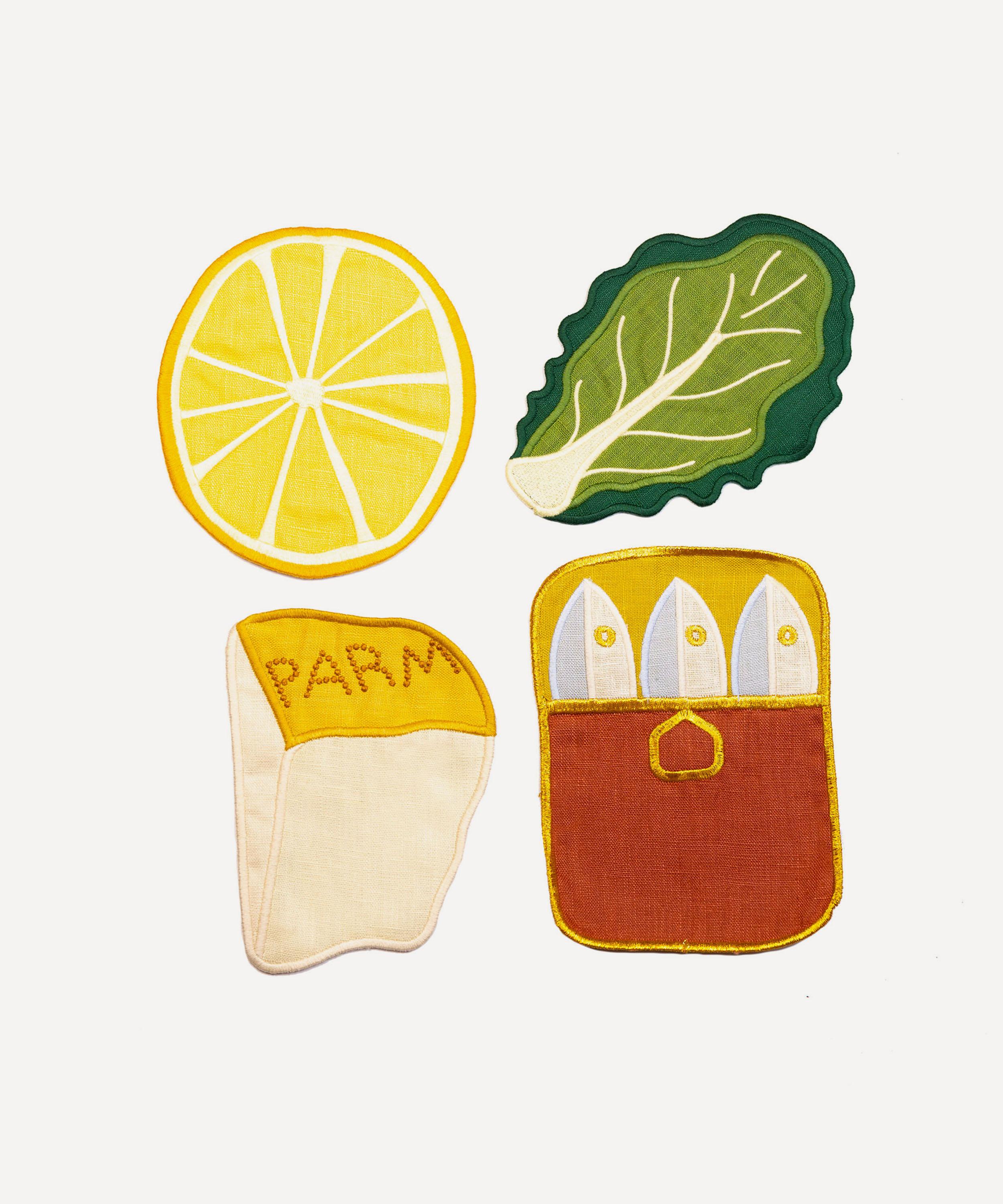 Piecework Caesar Salad Linen Cocktail Napkins Set Of Four
