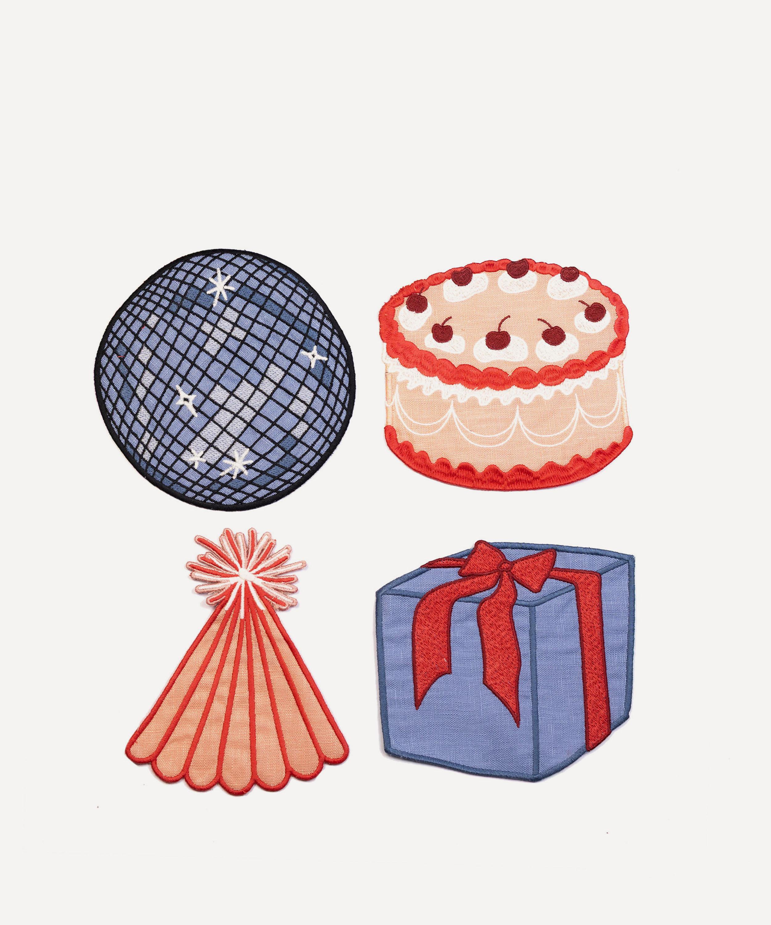 Piecework Birthday Linen Cocktail Napkins Set Of Four