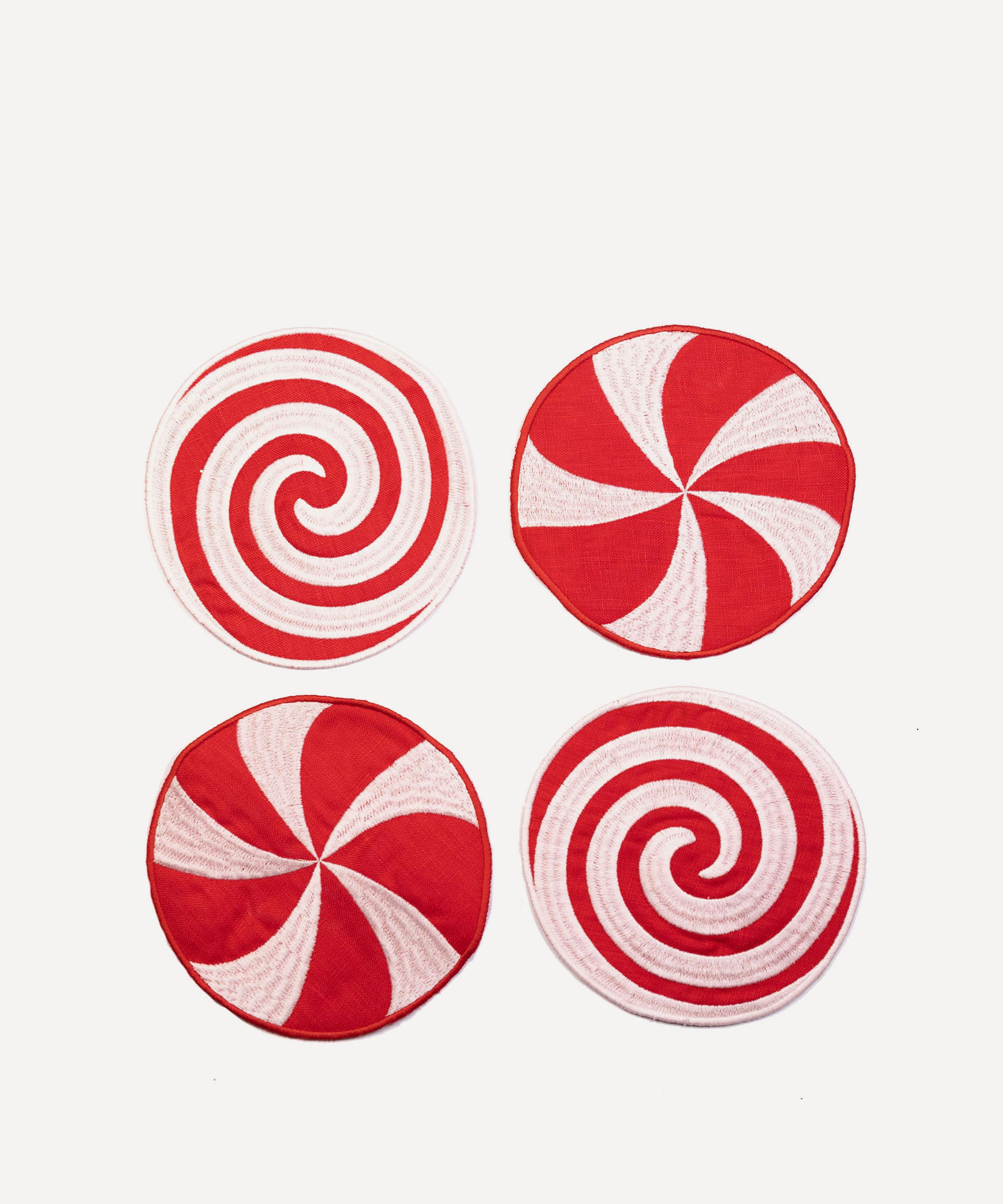Piecework Peppermint Linen Cocktail Napkins Set Of Four