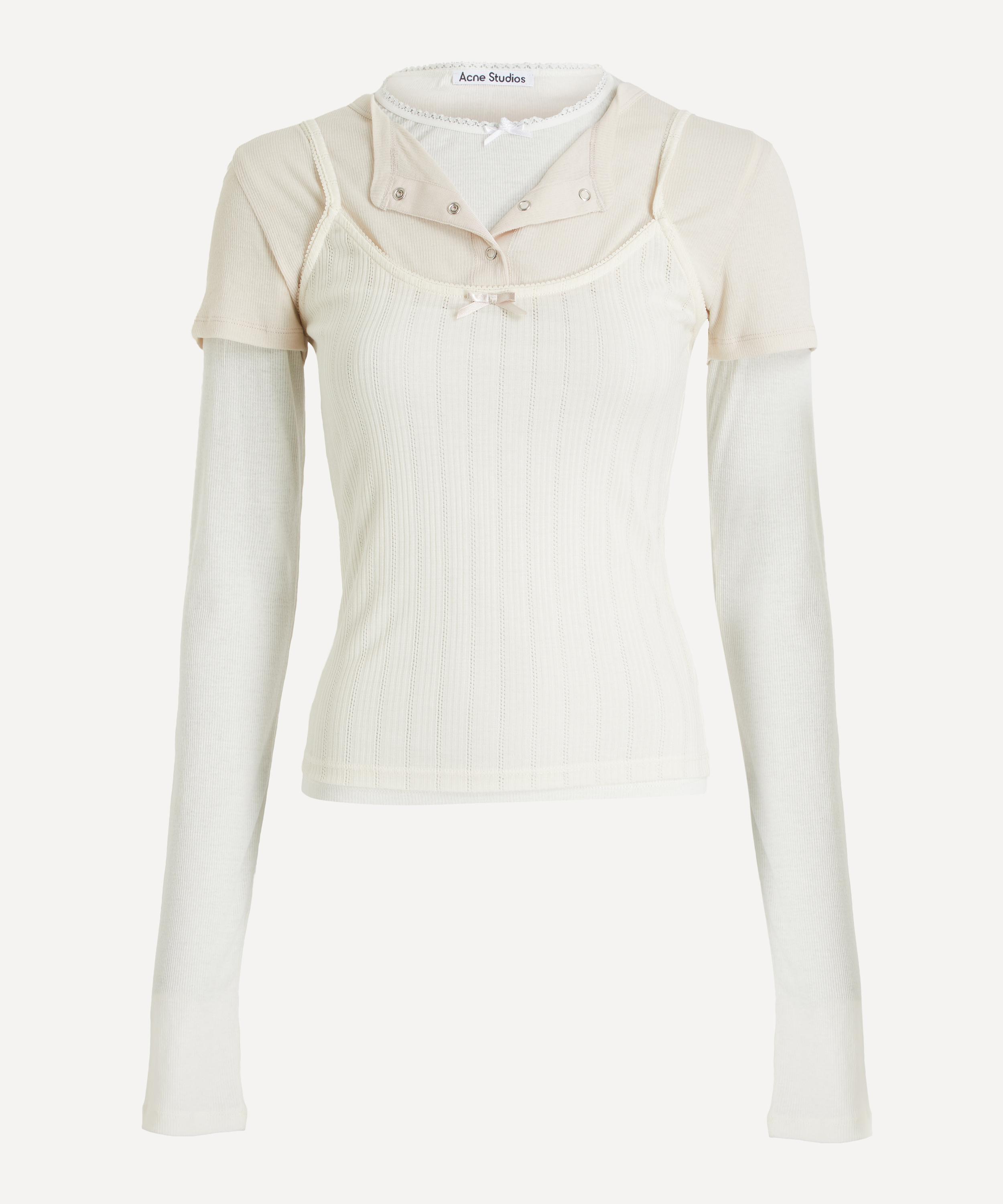 Acne Studios Women's Layered Jersey T-shirt In White / Off-white