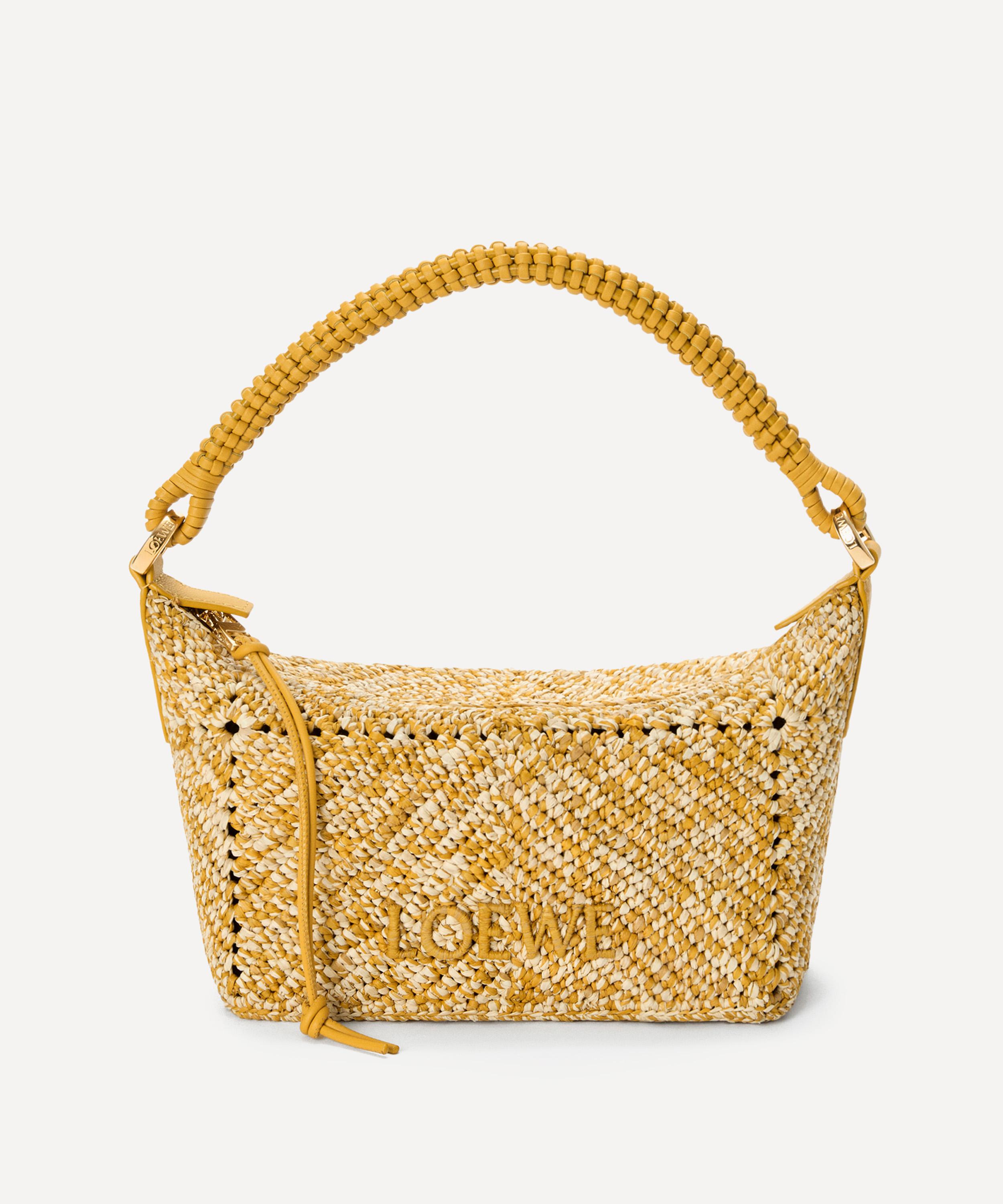 Loewe Women's Cala Mini Mustard Melange Raffia Pouch Bag