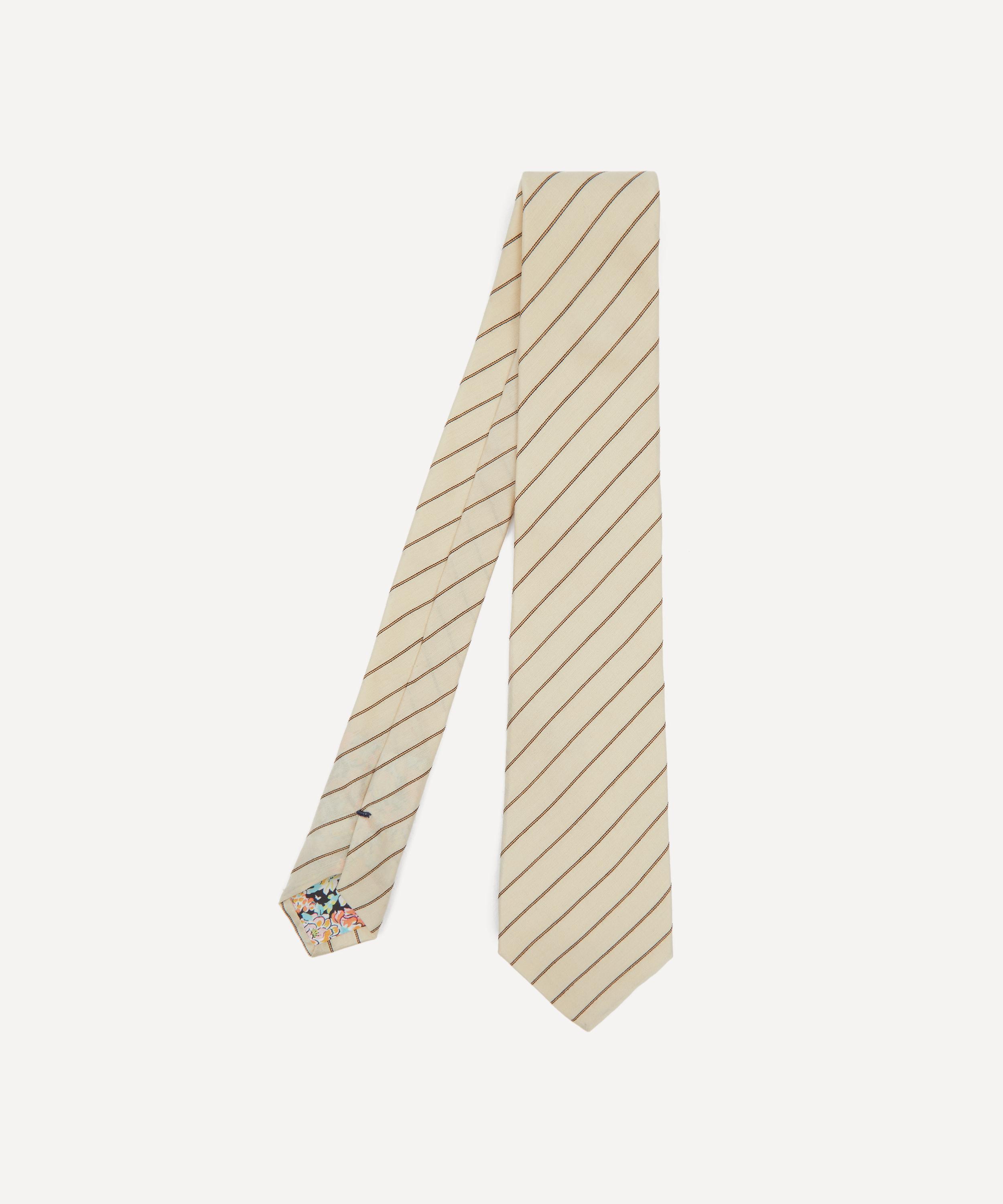 Paul Smith Mens Ecru And Blue Shirting Stripe Tie