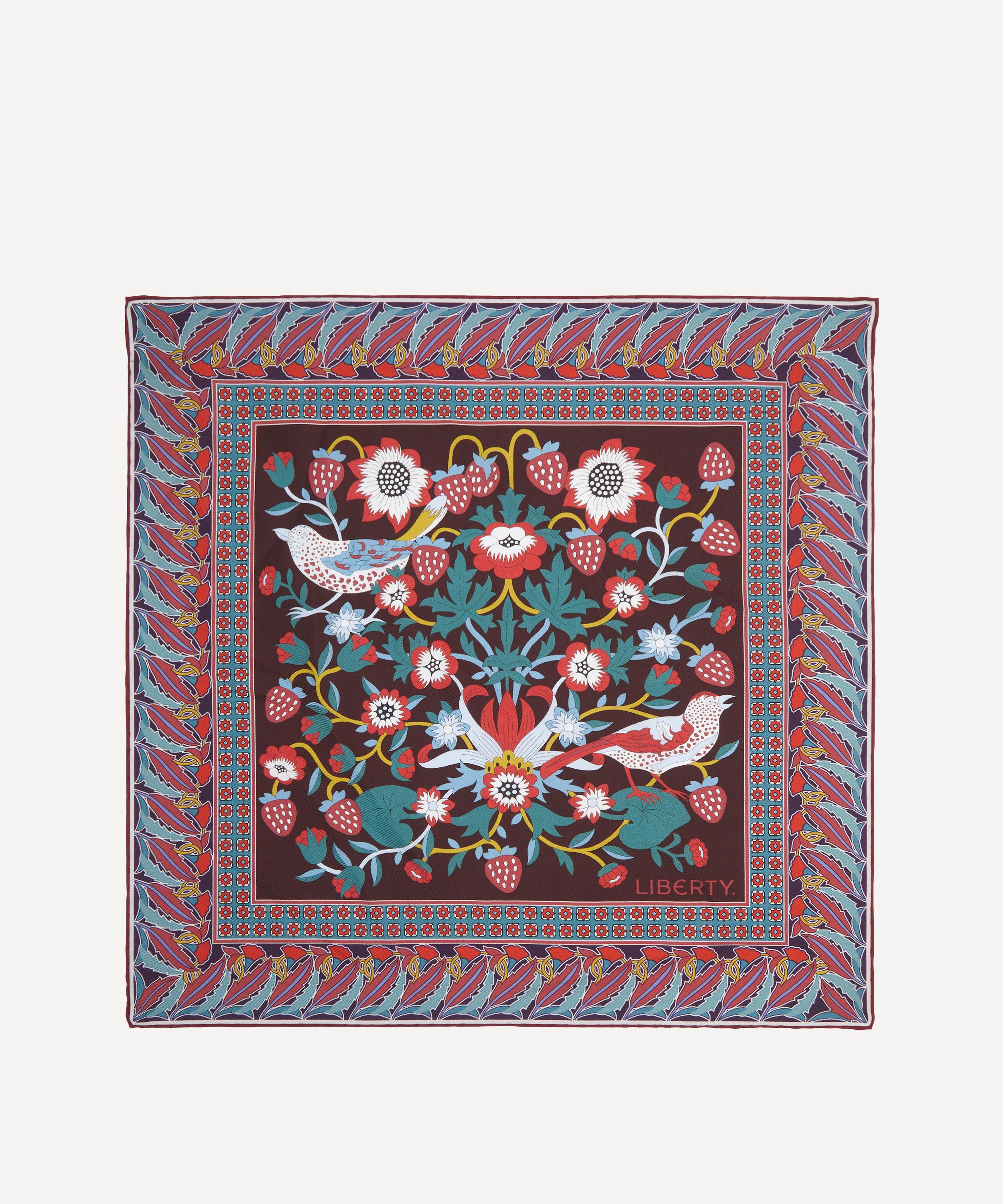 Liberty Mens Strawberry Thief Silk Pocket Square In Red