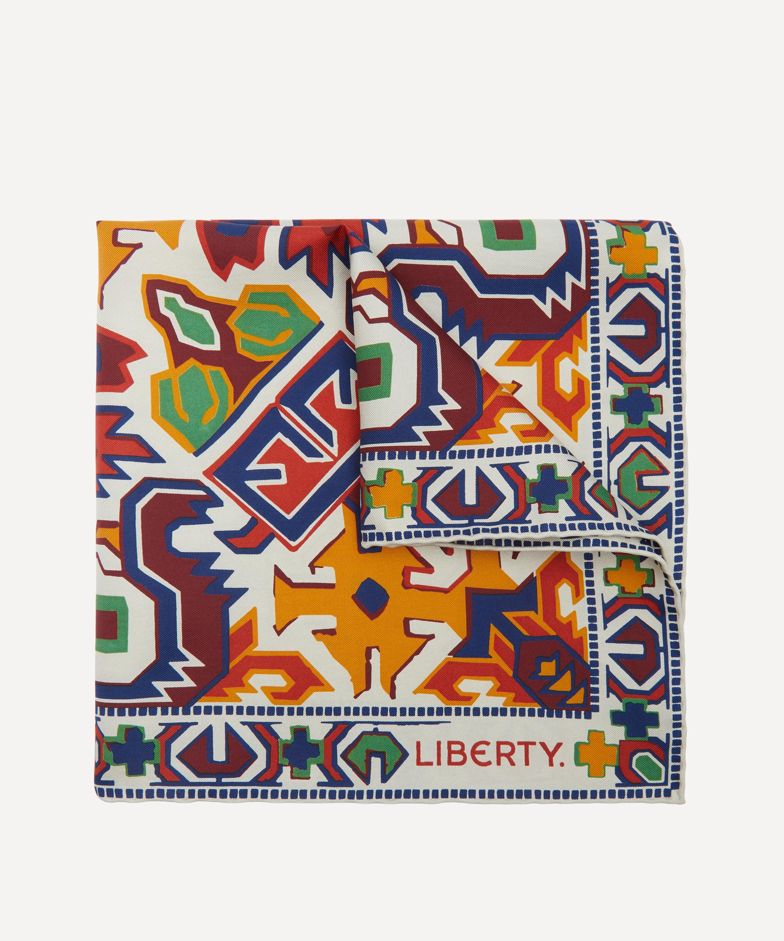 Liberty Mens Khan Silk Pocket Square In Cream