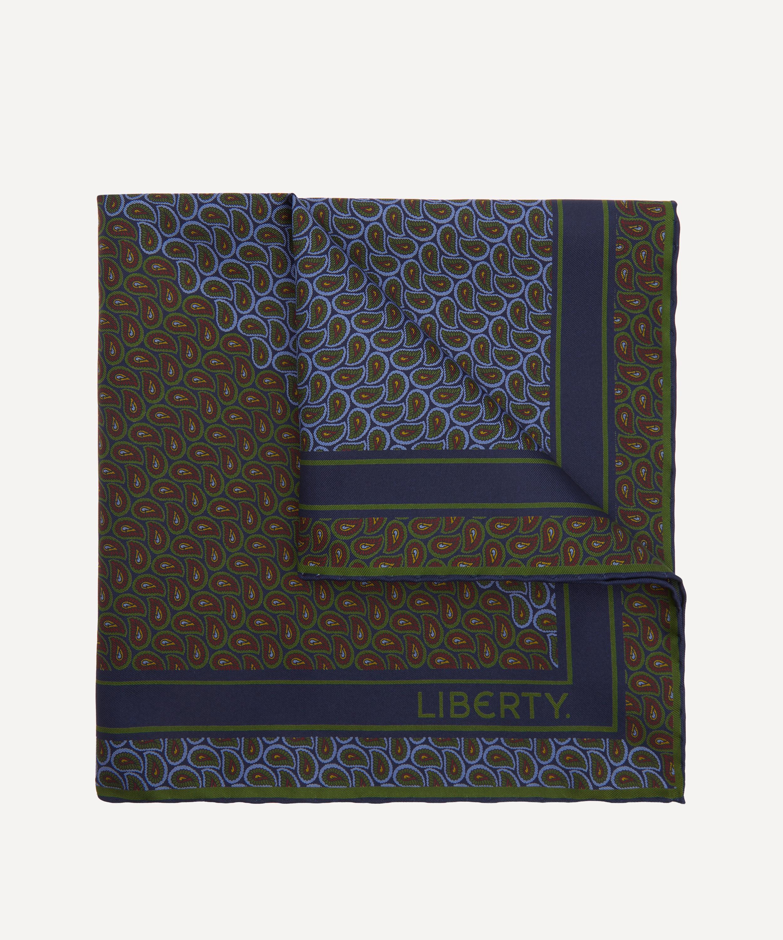 Liberty Mens Unwin Silk Pocket Square In Navy