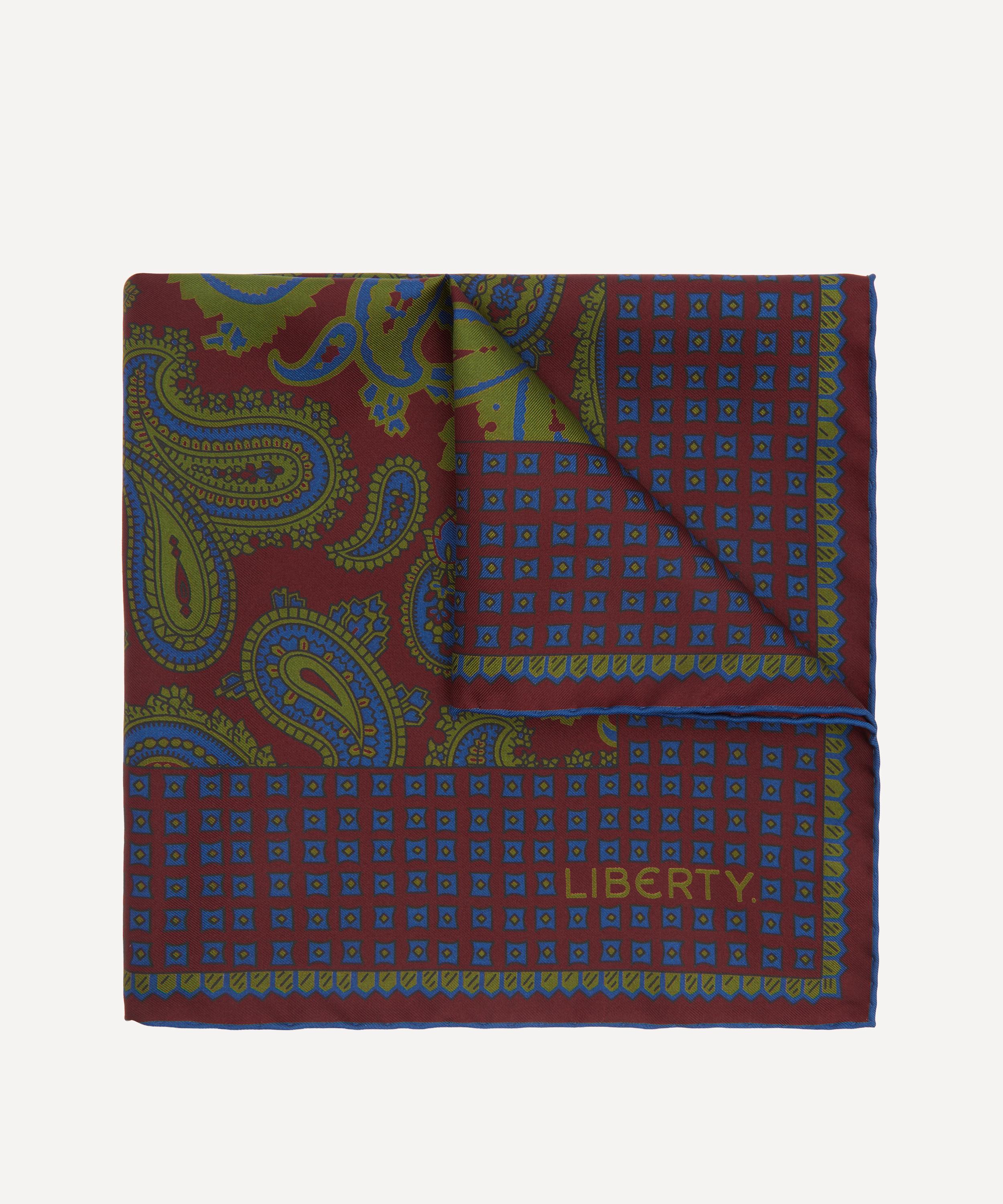 Liberty Mens Shortland Silk Pocket Square In Burgundy