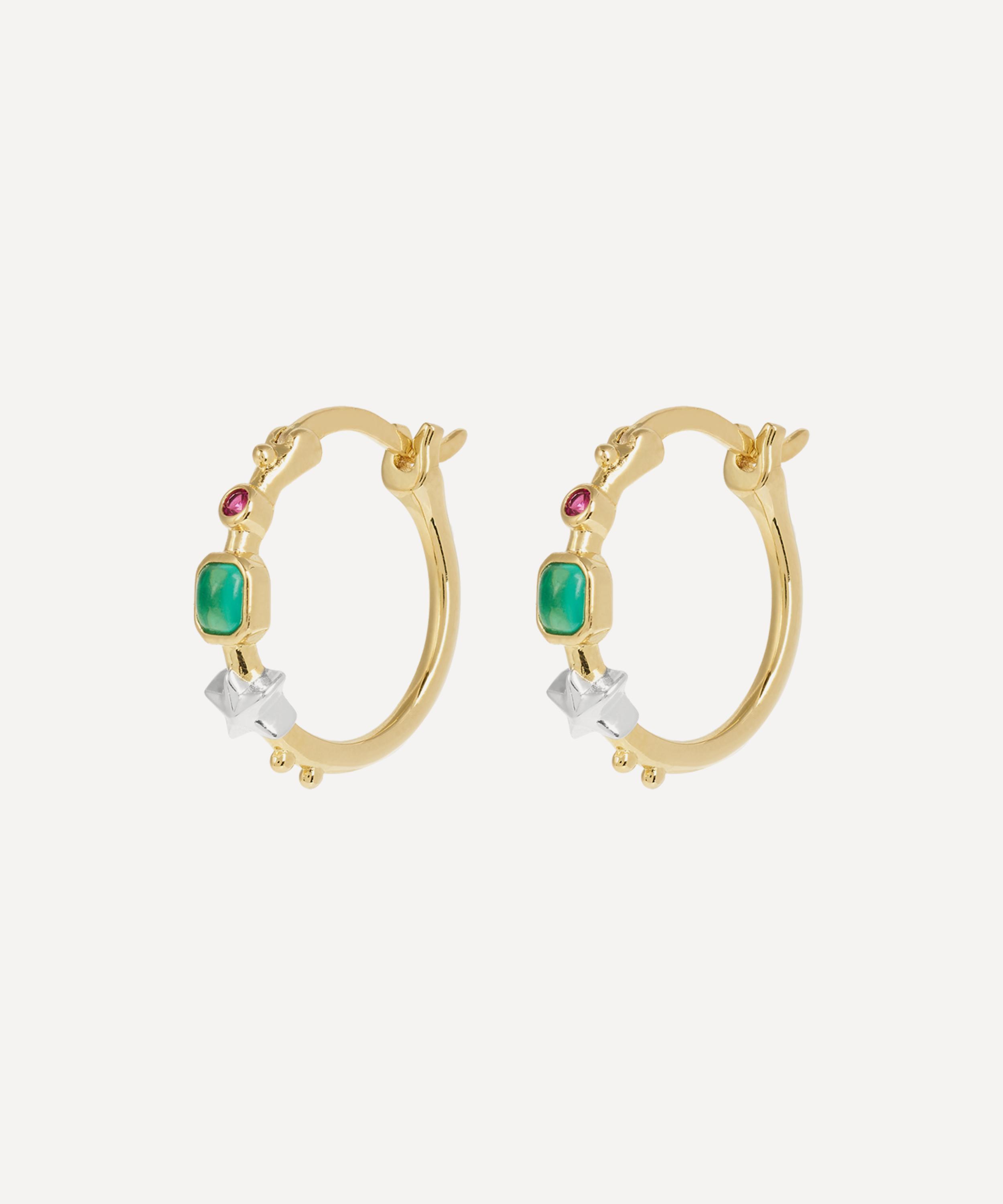 Anna + Nina Gold-plated Small Storybook Hoop Earrings