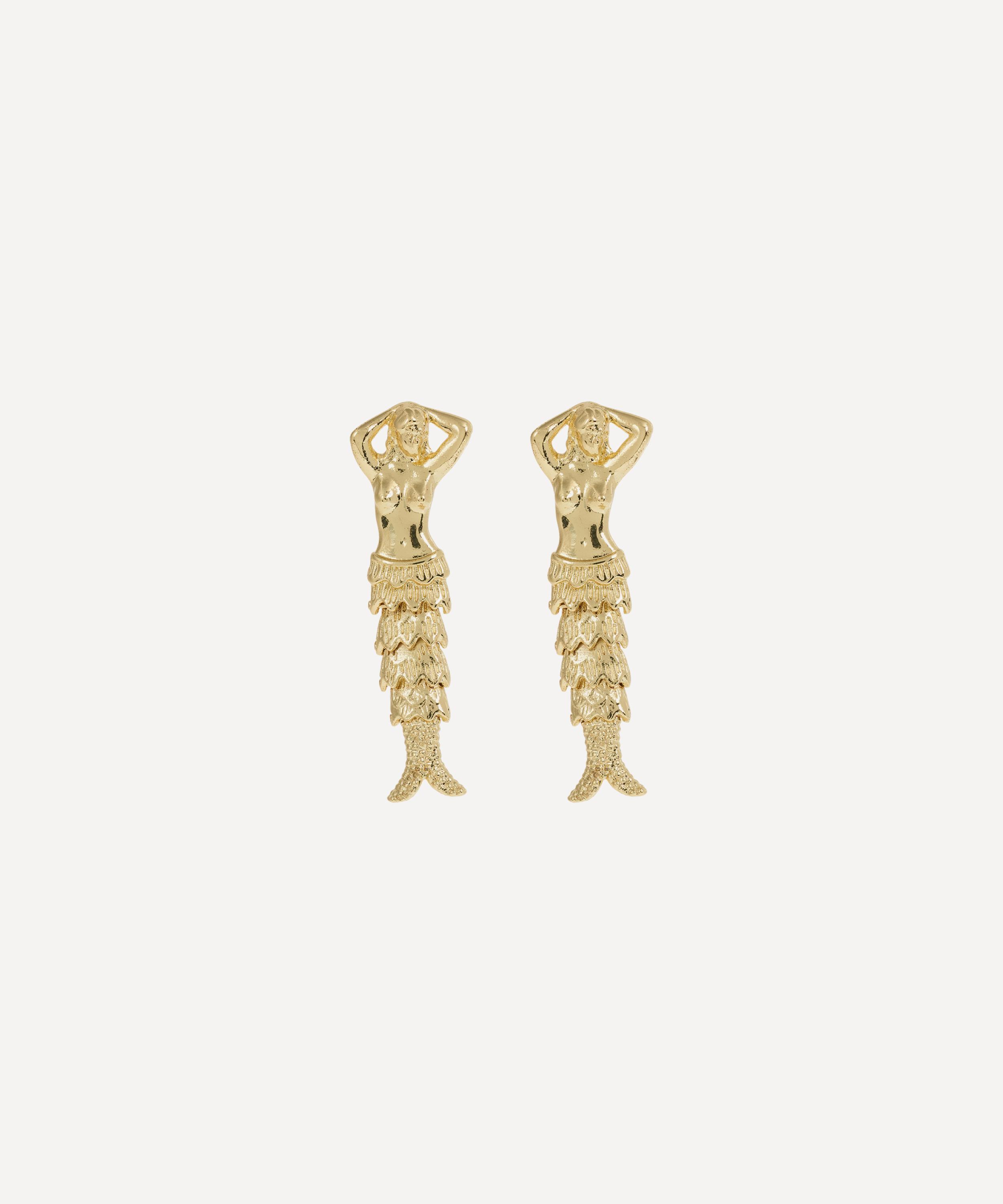 Anna + Nina Gold-plated Mermaid Stud Earrings
