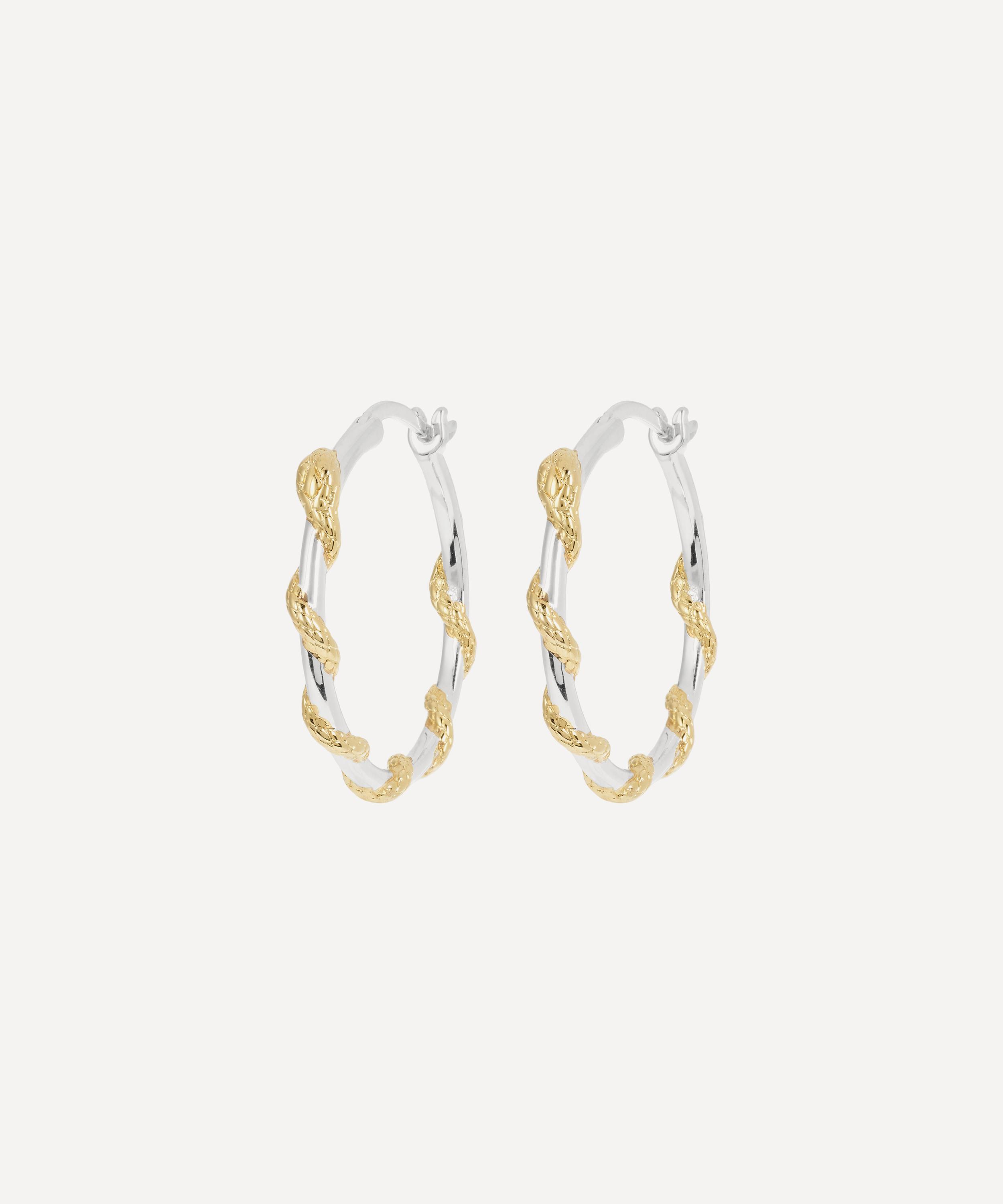 Anna + Nina Gold-plated Big Twisting Serpent Hoop Earrings In Multi