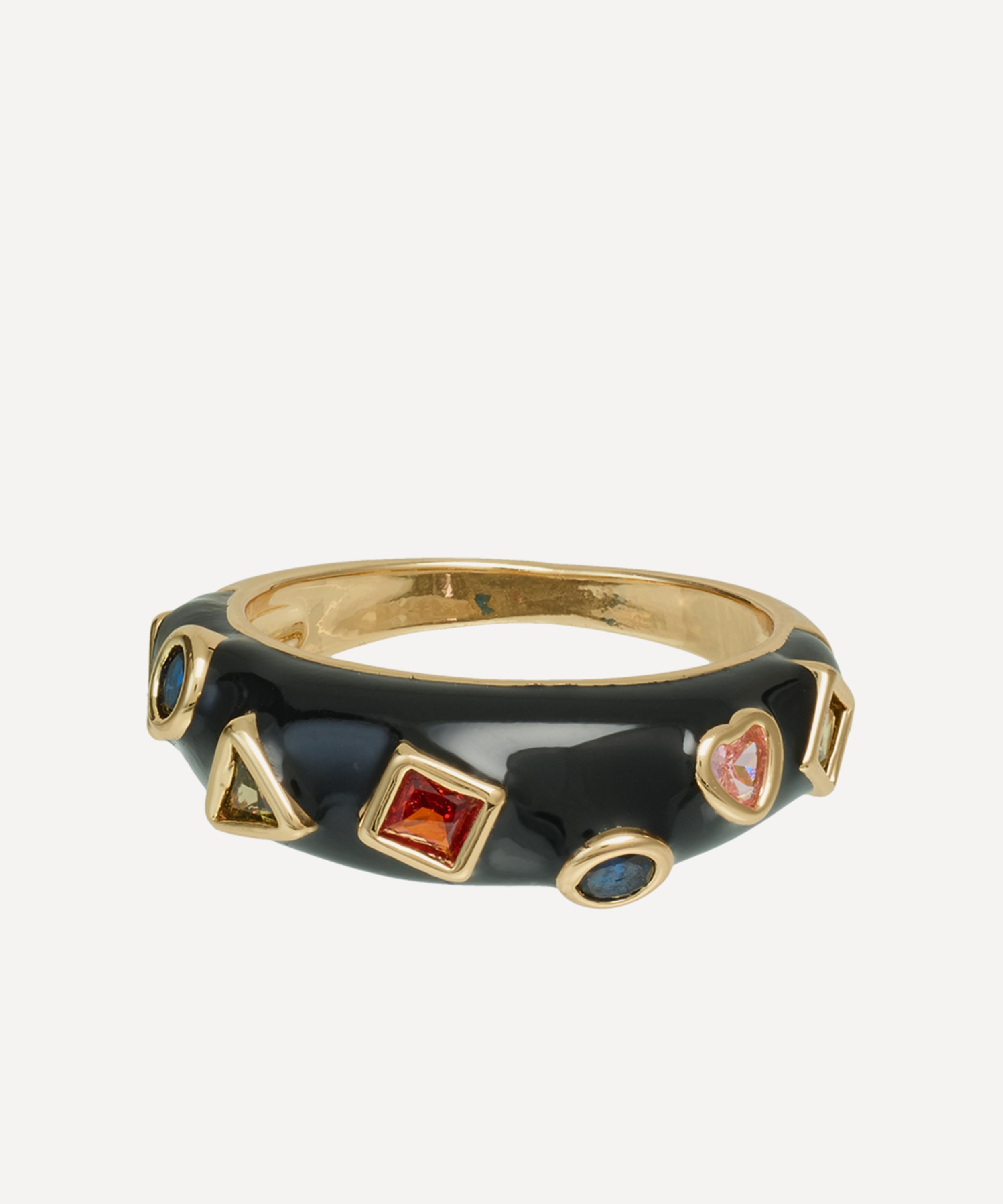 Anna + Nina Gold-plated Retro Prism Ring