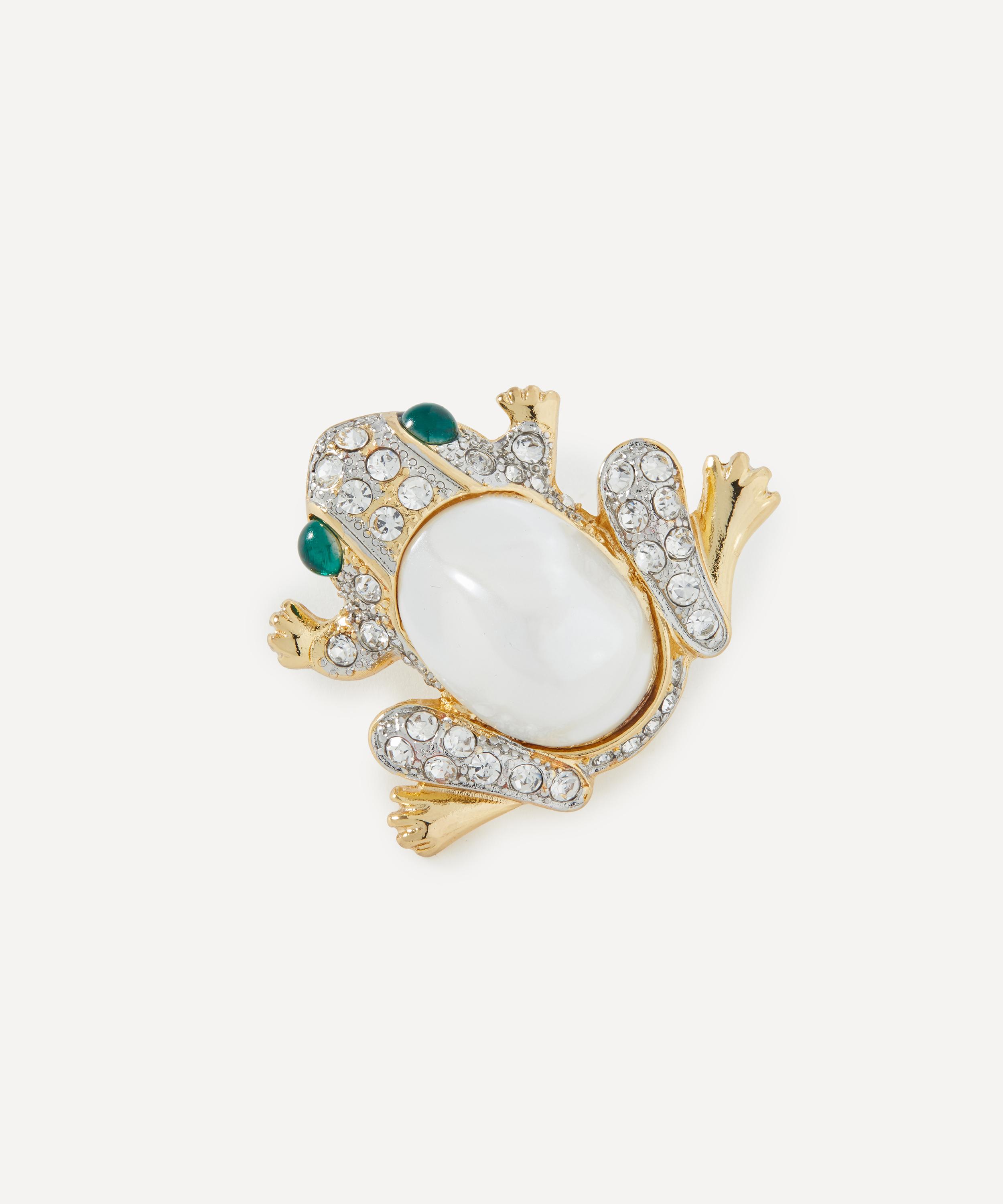 Kenneth Jay Lane Gold-plated Crystal Frog Brooch