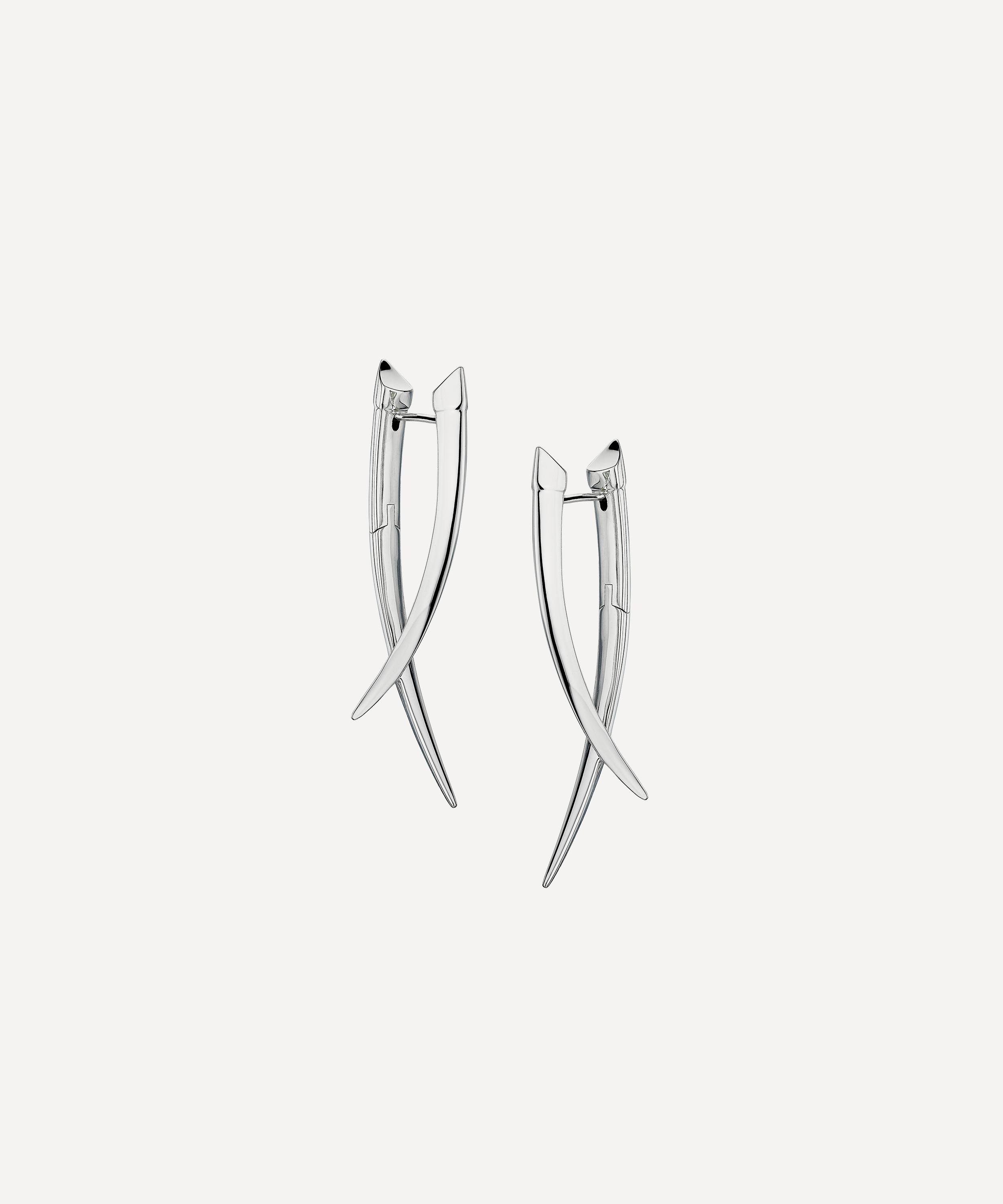 Shaun Leane Sterling Silver Sabre Crossover Earrings In Metallic