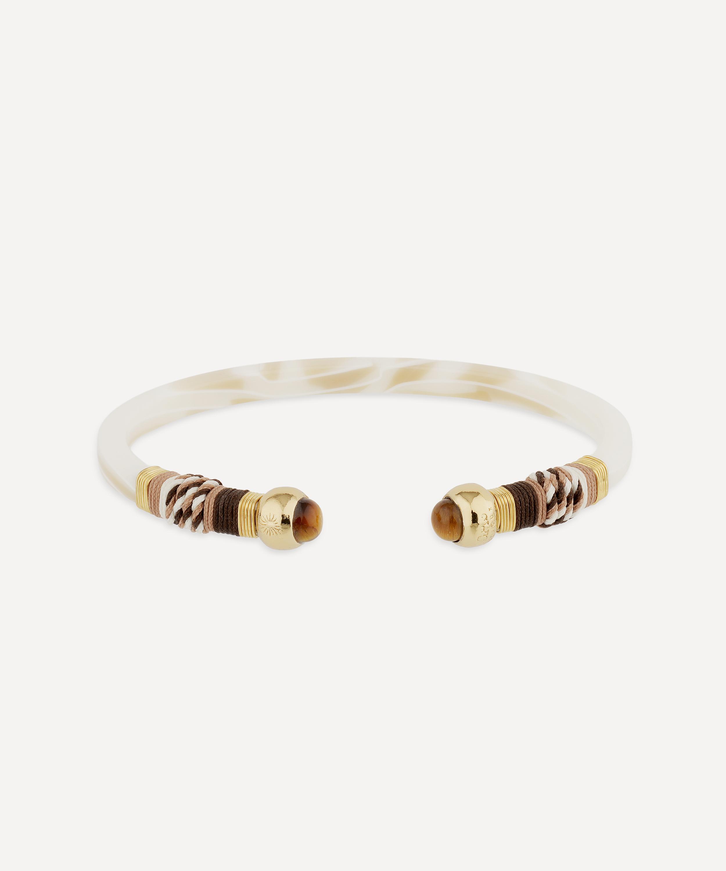Gas Bijoux Gold-plated Sari Ivory Acetate Bangle Bracelet In Brown