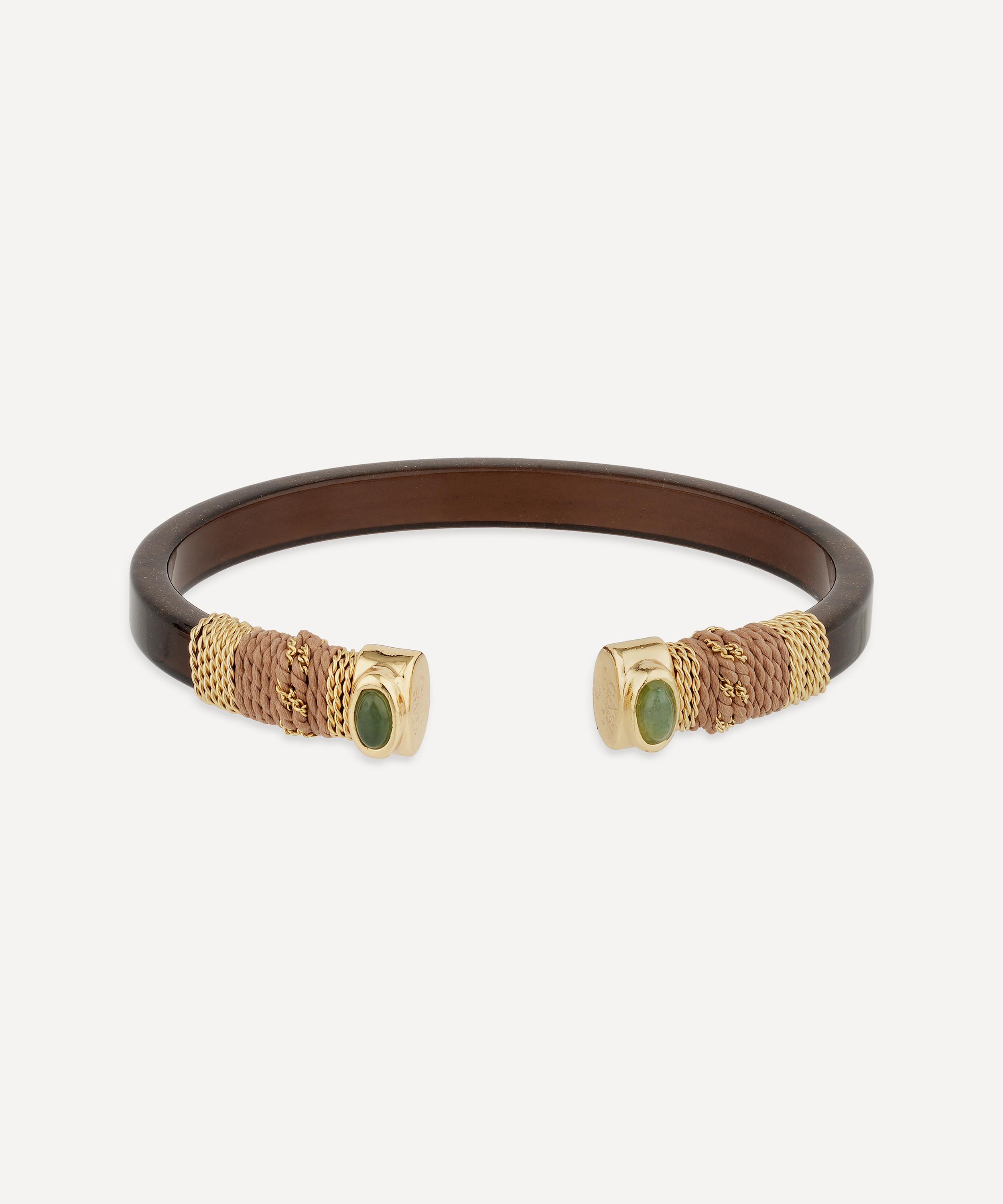 Gas Bijoux Gold-plated Sarina Brown Acetate Bangle Bracelet