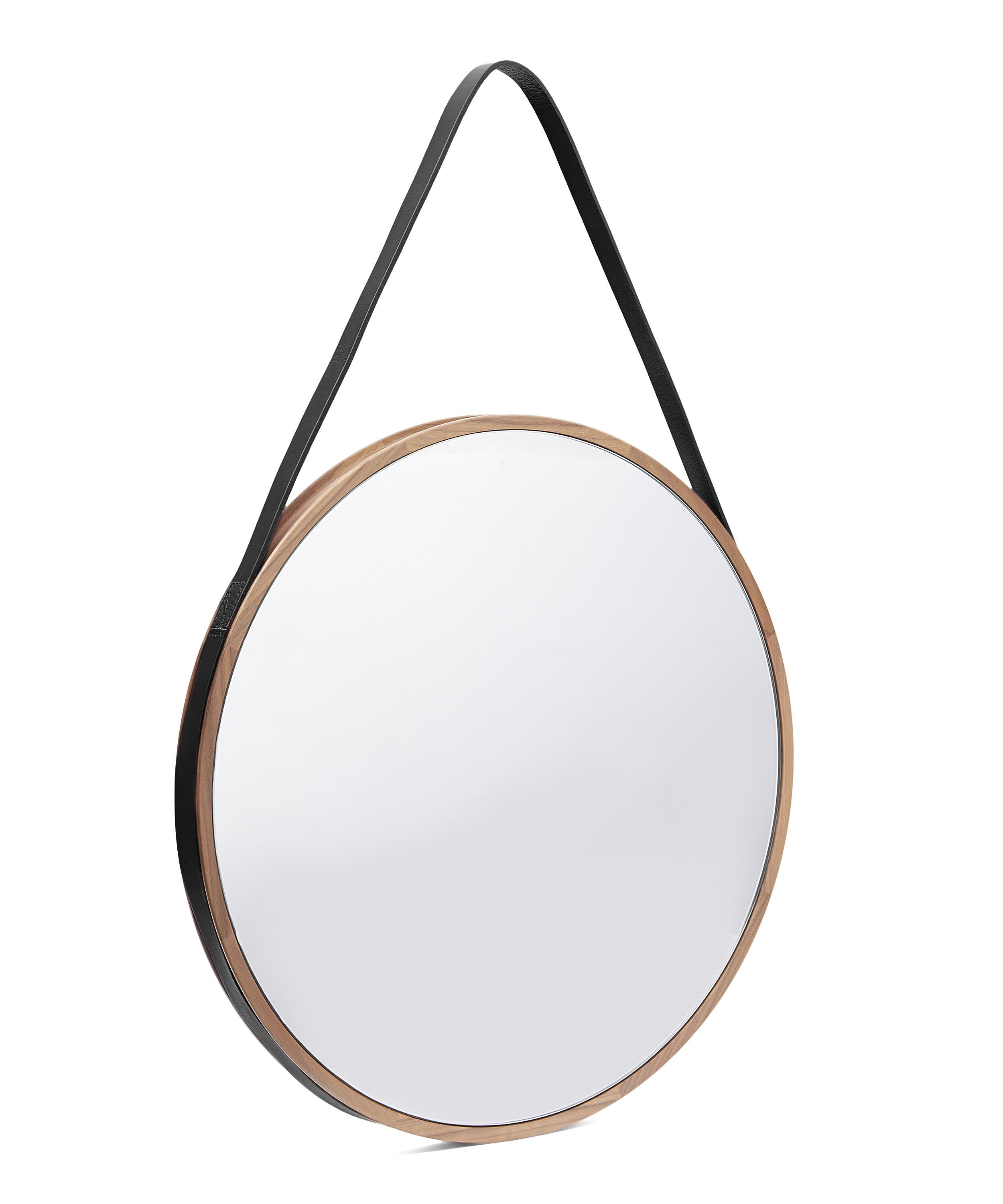 Round Wall Mirror With Black Leather Strap Liberty London