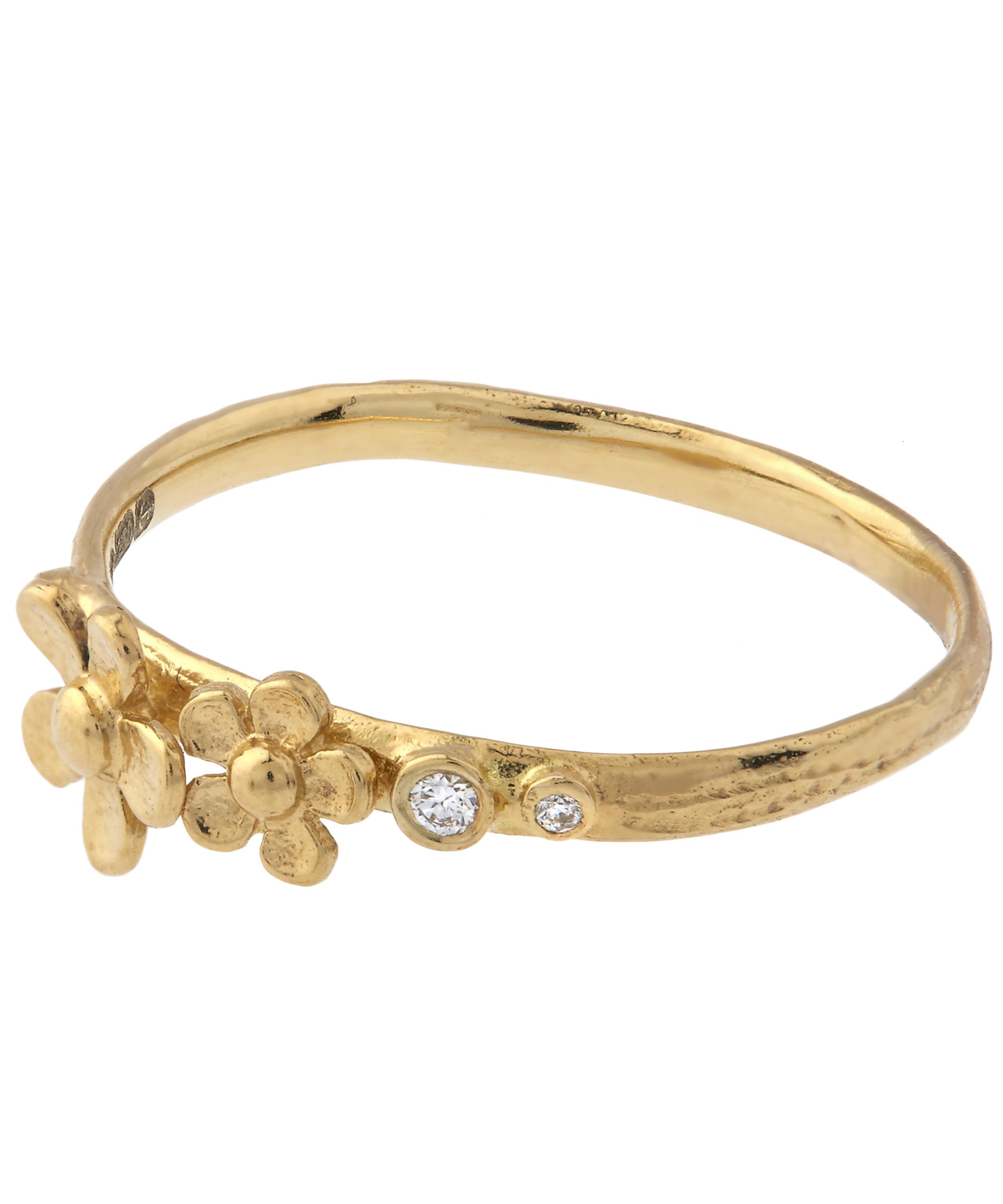 18ct Gold Heritage Seven Diamond Floral Ring | Liberty London