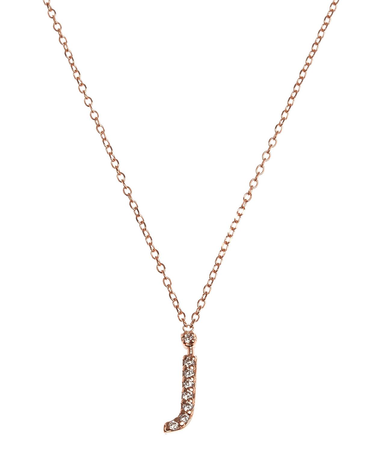 Rose Gold Diamond Letter J Necklace Liberty London