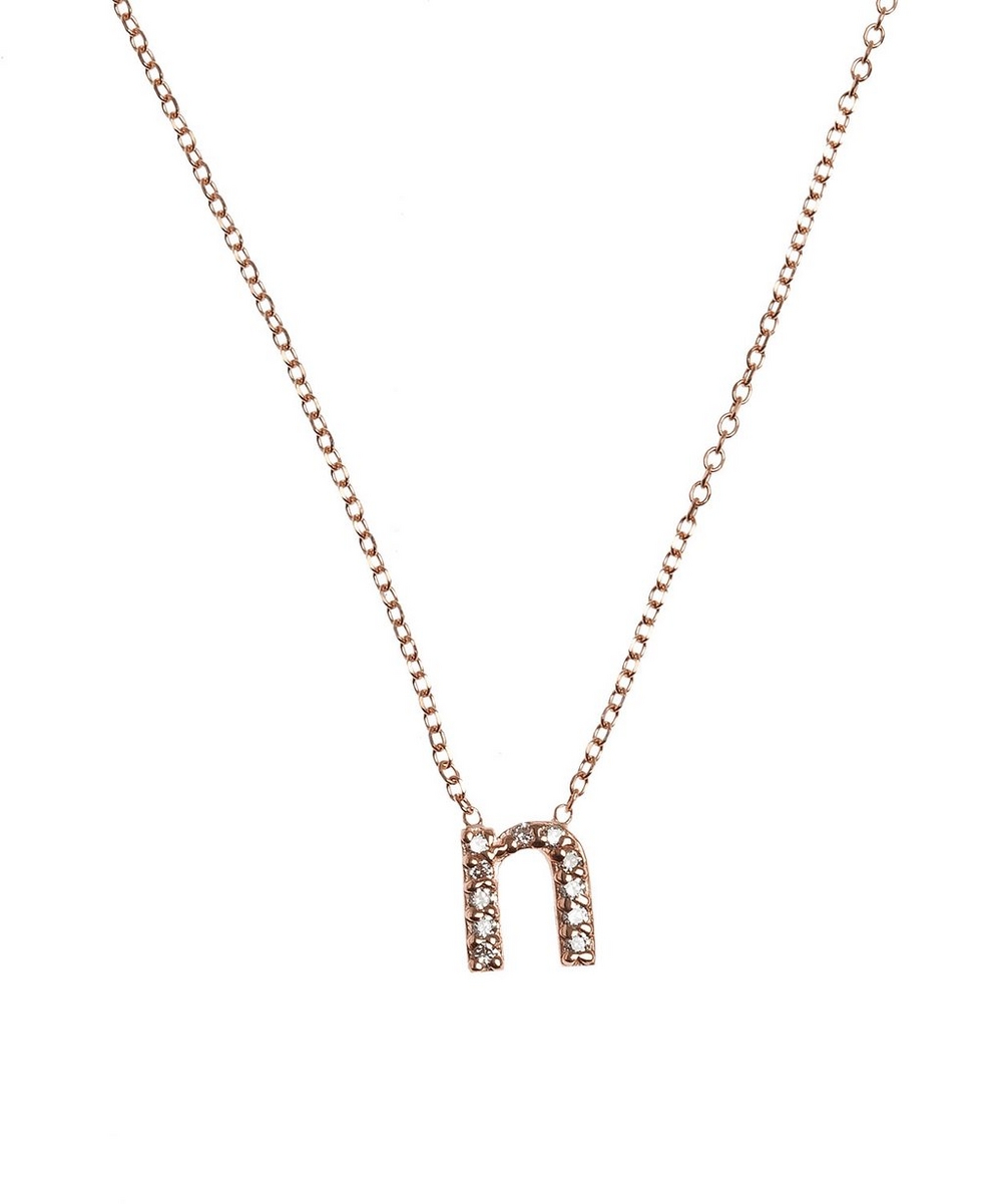 Rose Gold Diamond Letter N Necklace | Liberty London