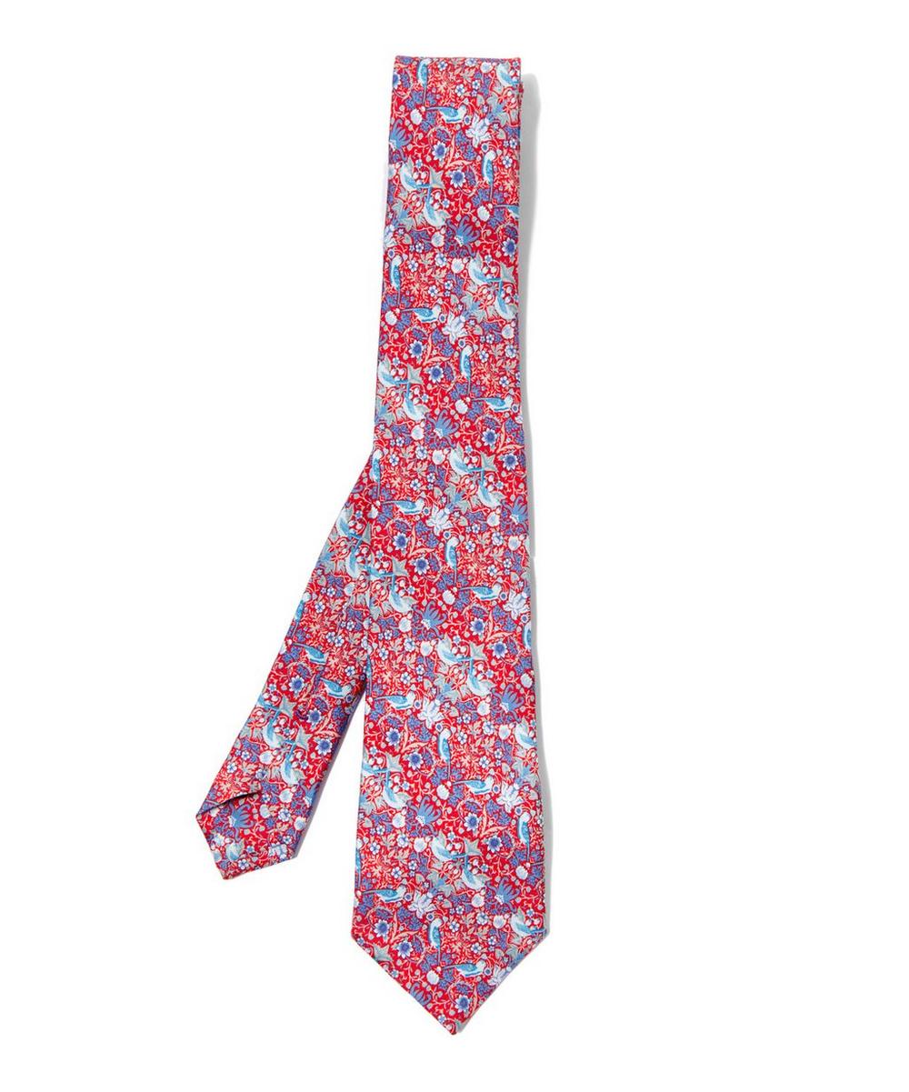 Liberty London Strawberry Thief Silk Tie In Red