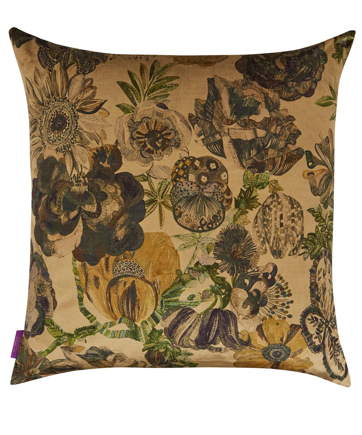 Jeffery Rose Tree Vintage Velvet Cushion In Golden Liberty London