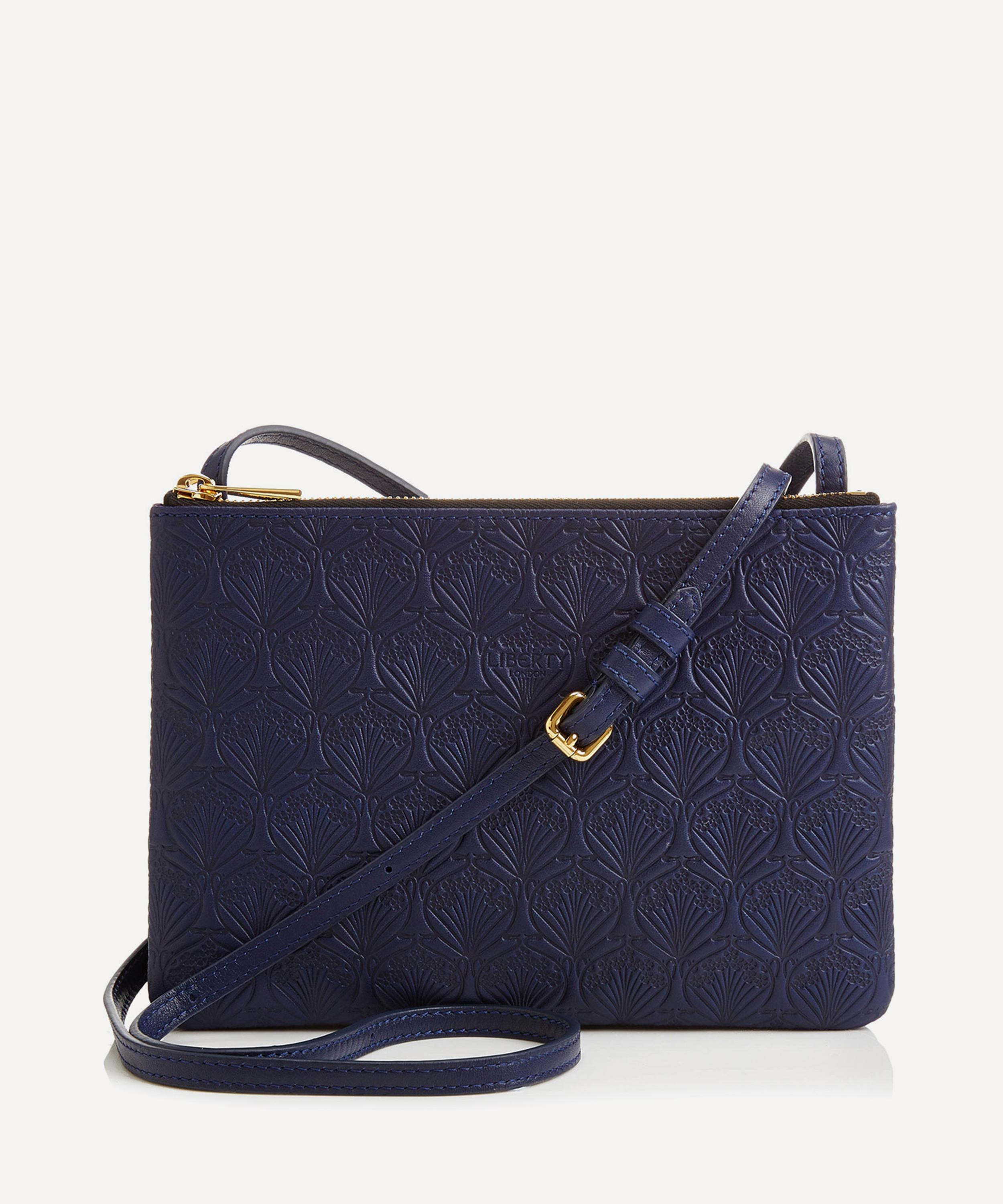 Liberty London Bayley Duo Pouch In Iphis Embossed Leather In Navy