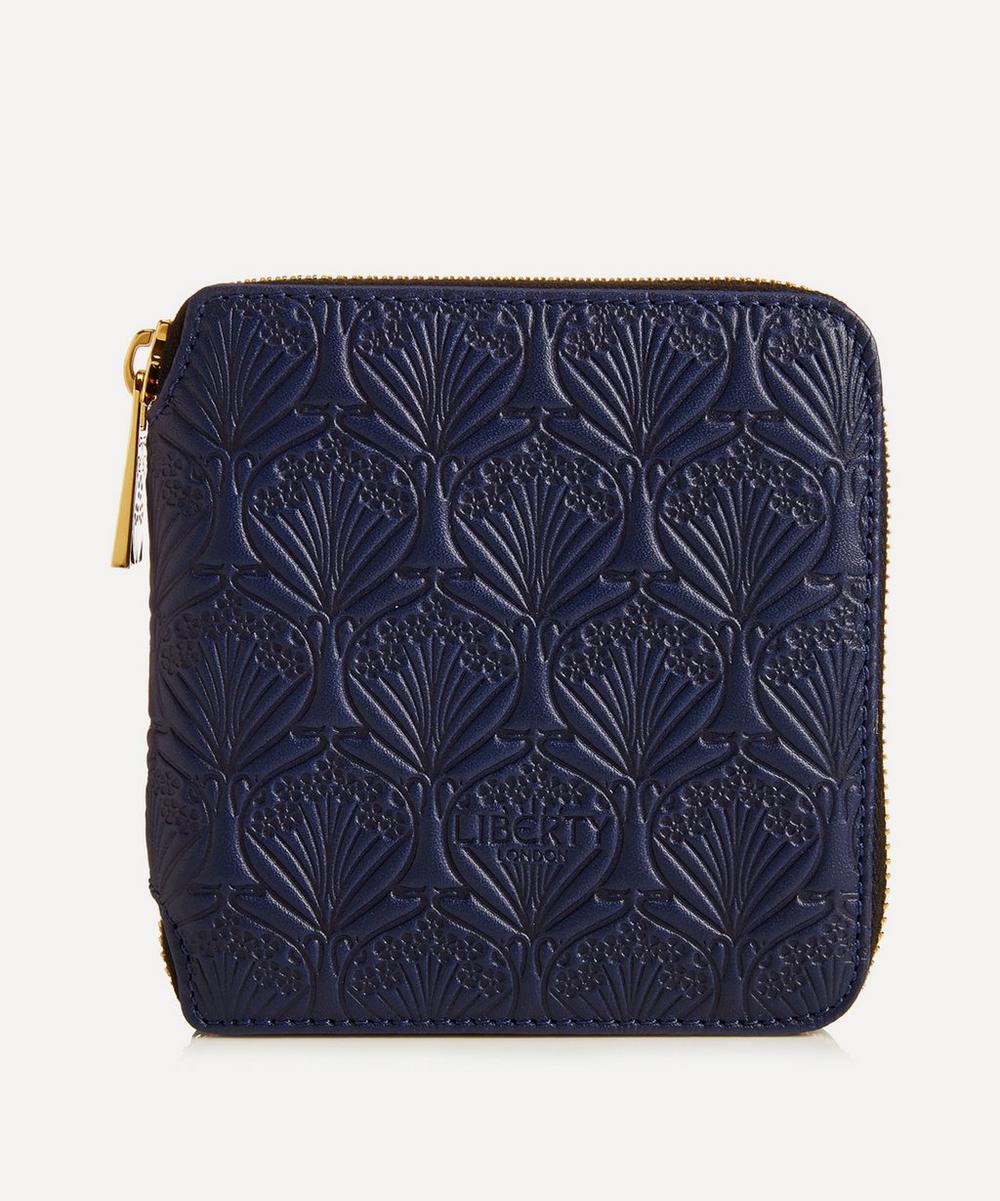 Liberty London Small Zip Around Wallet In Iphis Embossed Leather In Navy