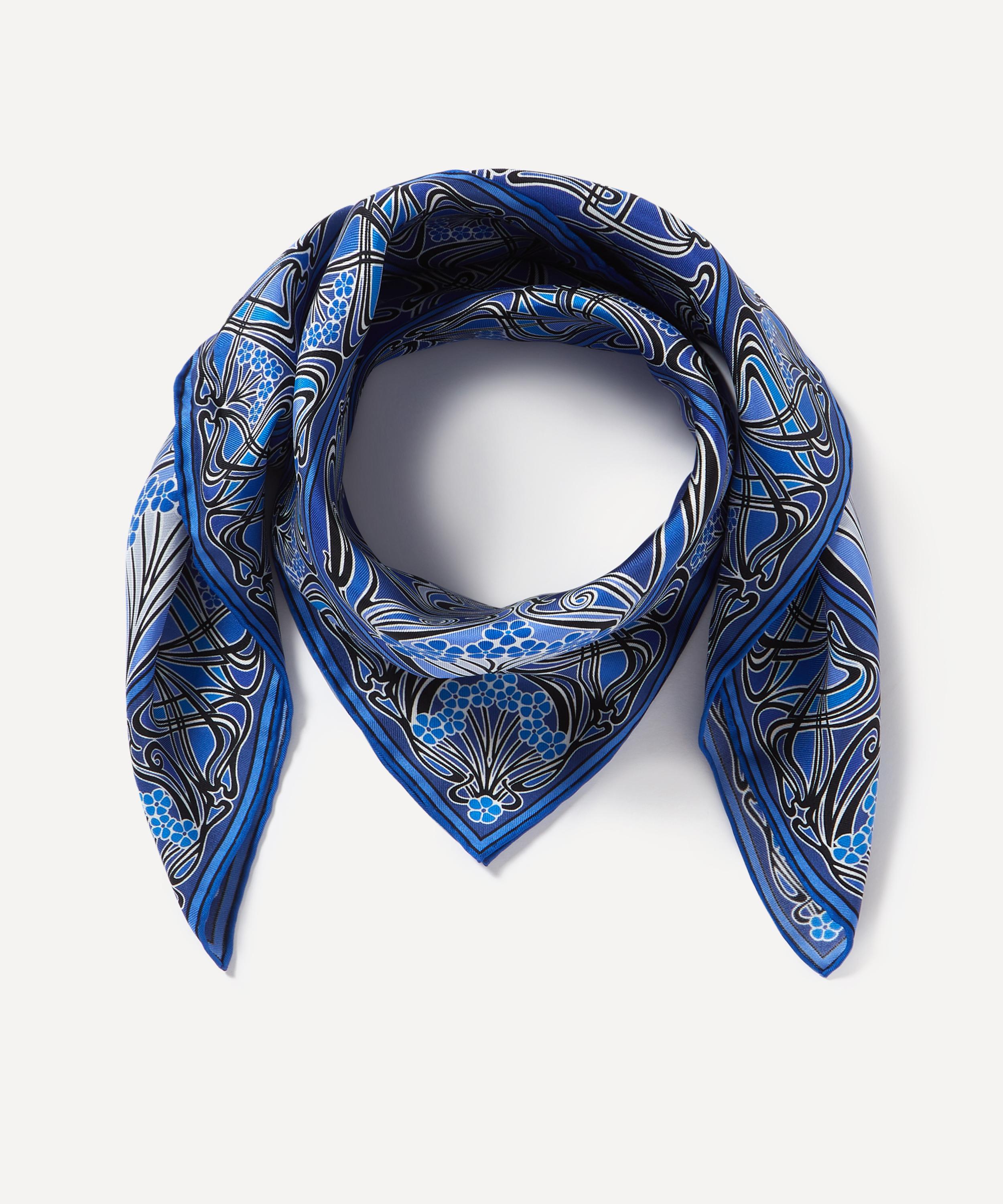 Liberty London Ianthe 70 X 70cm Silk Twill Scarf In Blue