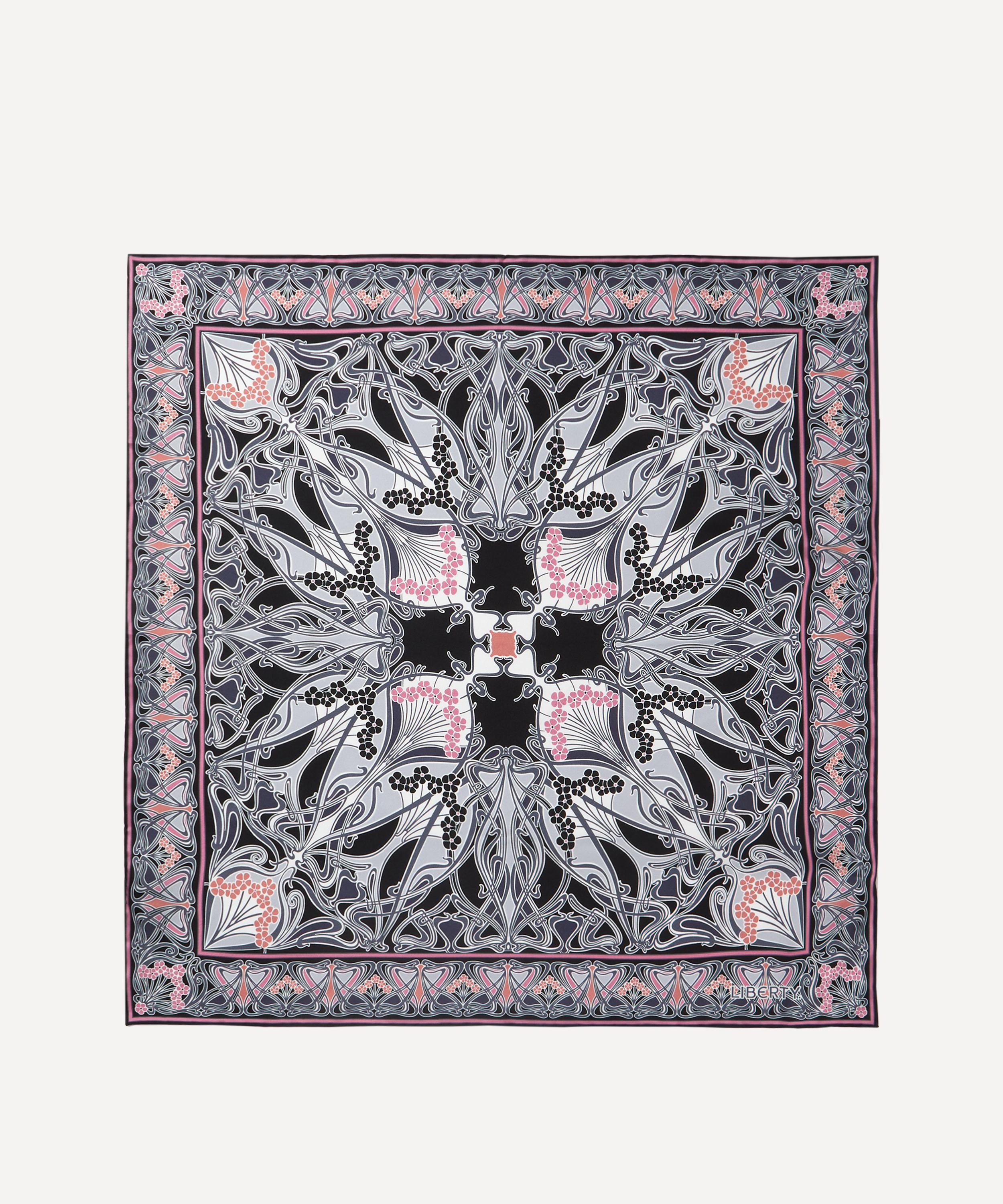 Liberty London Ianthe 70 X 70cm Silk Twill Scarf In Black