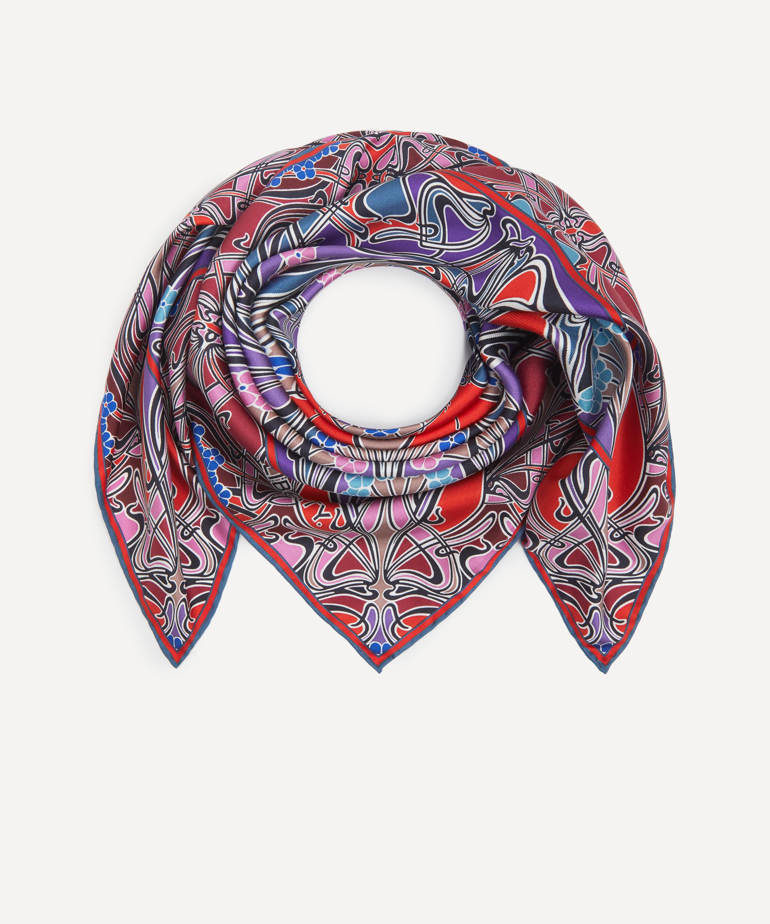 Liberty London Ianthe 90 X 90 Silk Scarf In Red