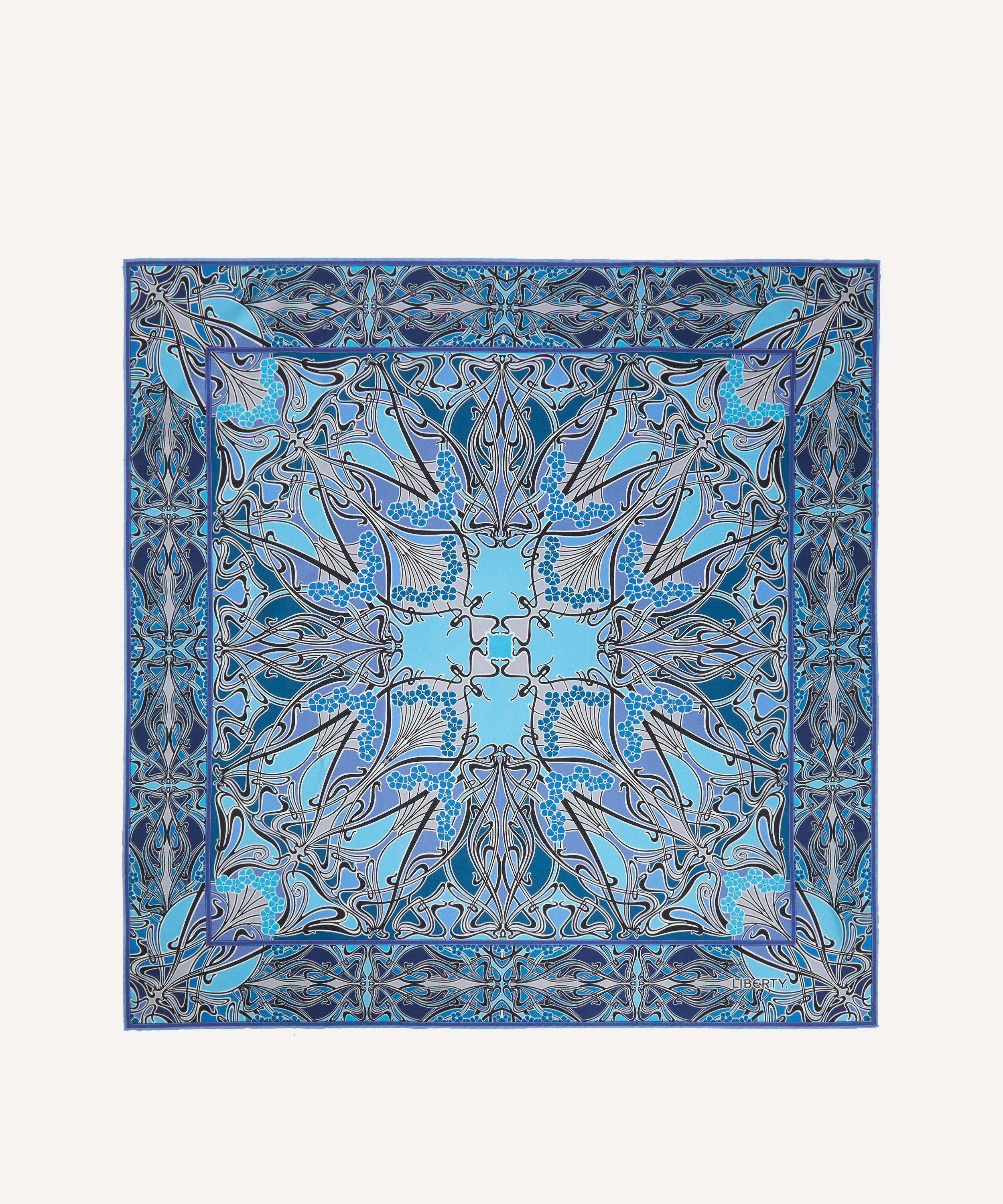 Liberty London Ianthe 90 X 90 Silk Scarf In Blue
