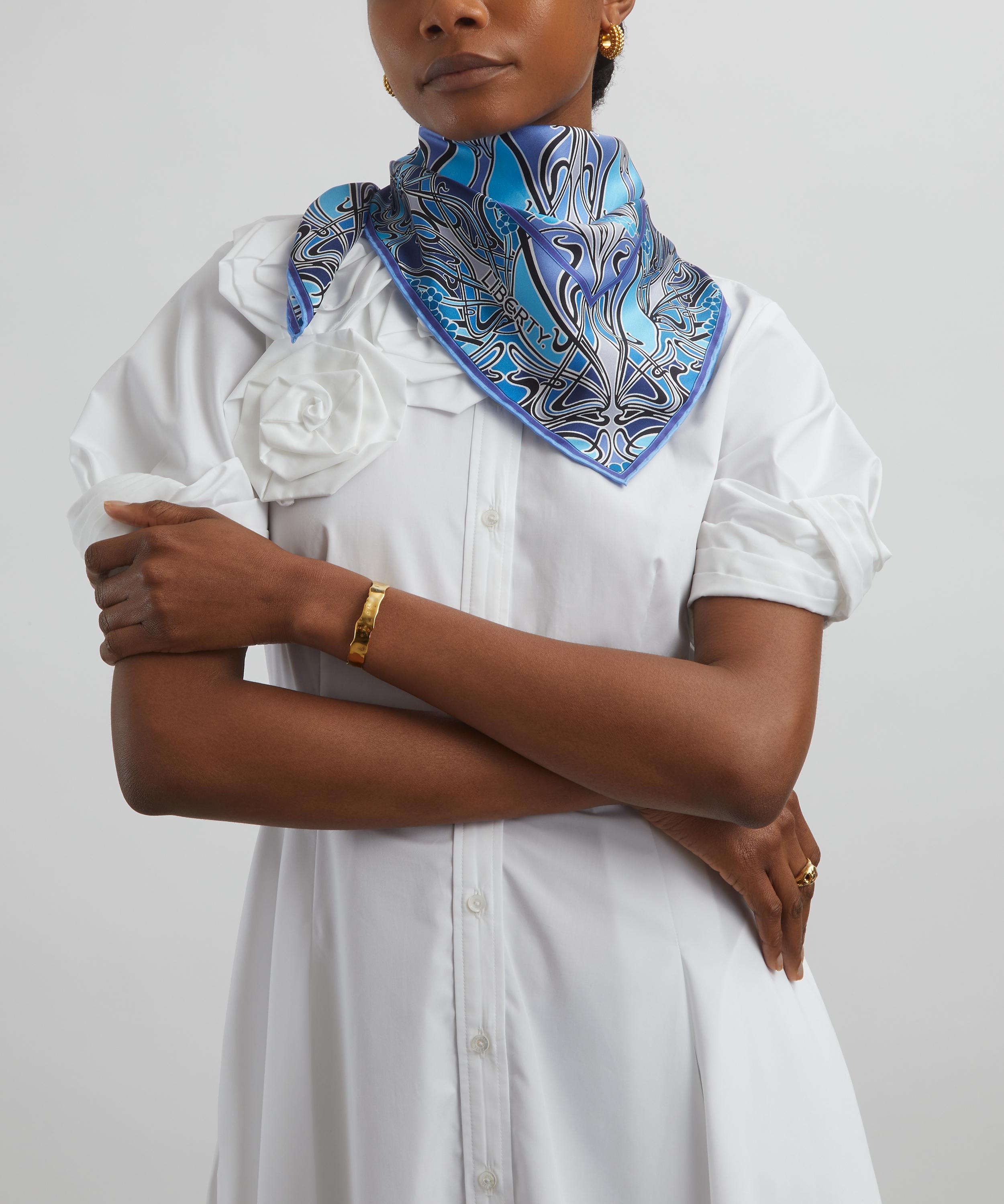 Liberty London Ianthe 90 X 90 Silk Scarf In Blue