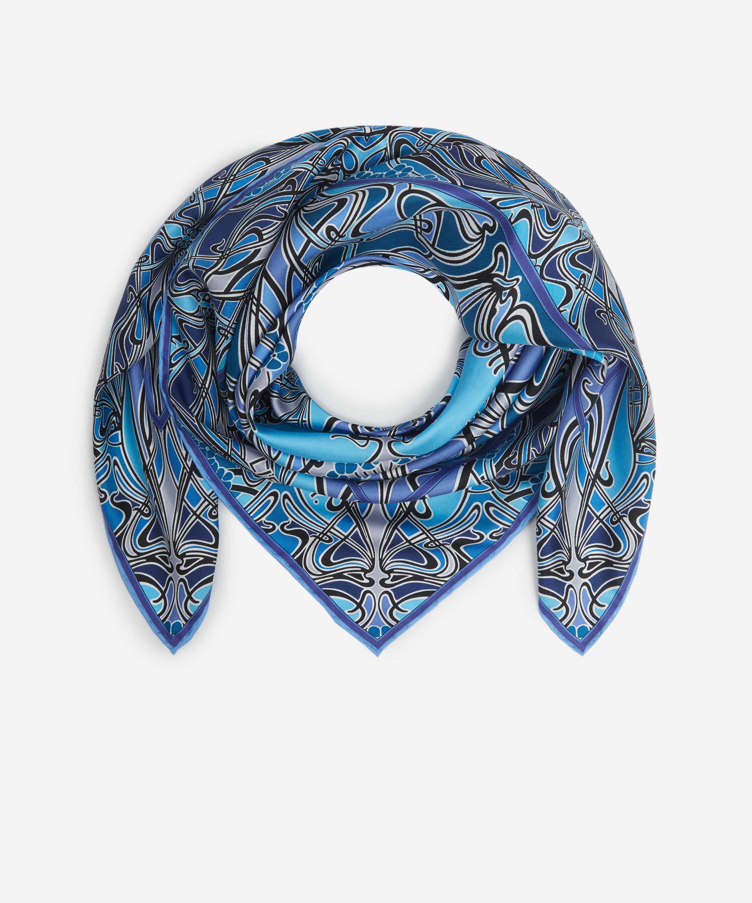 Liberty London Ianthe 90 X 90 Silk Scarf In Blue