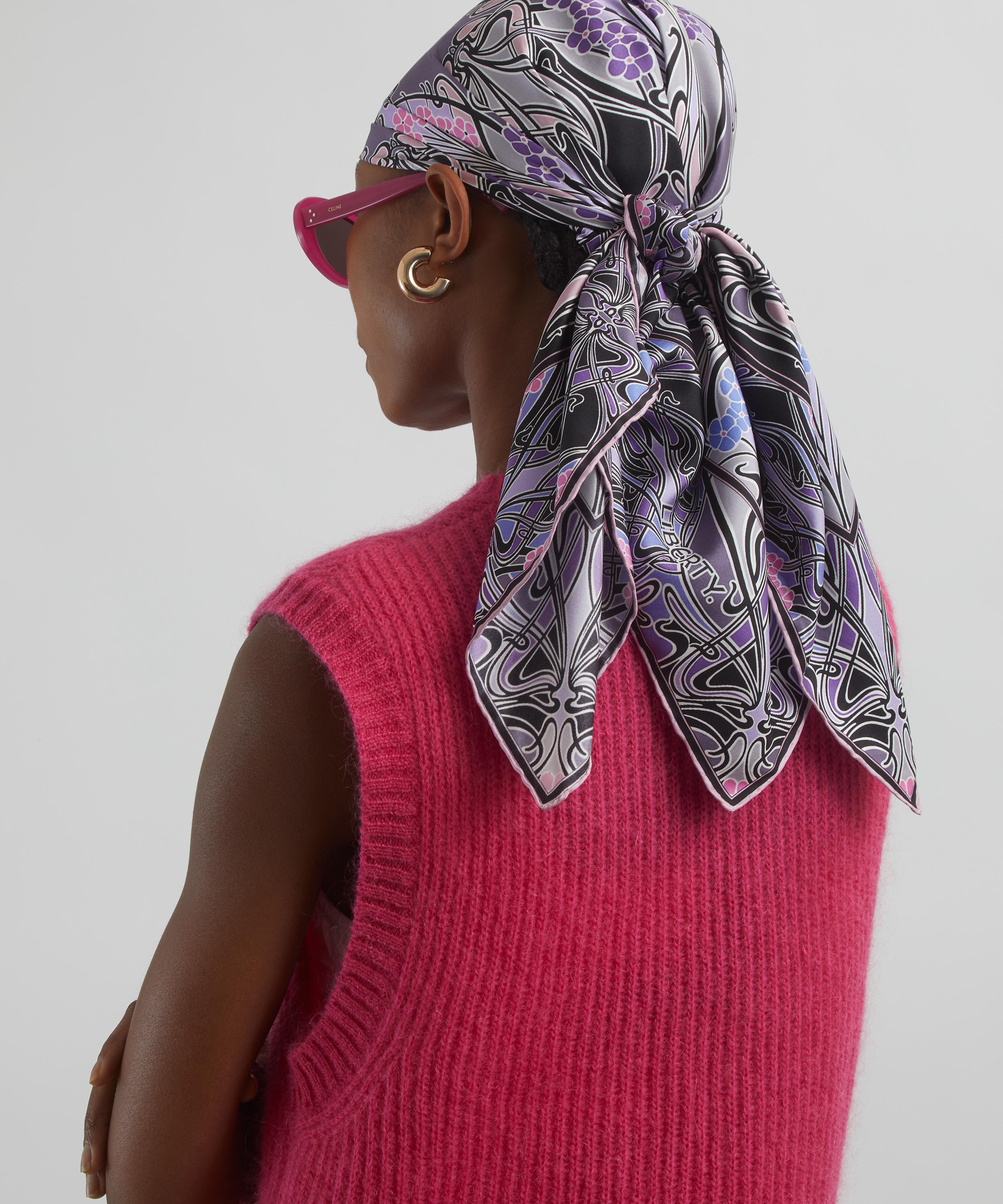 Liberty London Ianthe 90 X 90 Silk Scarf In Black