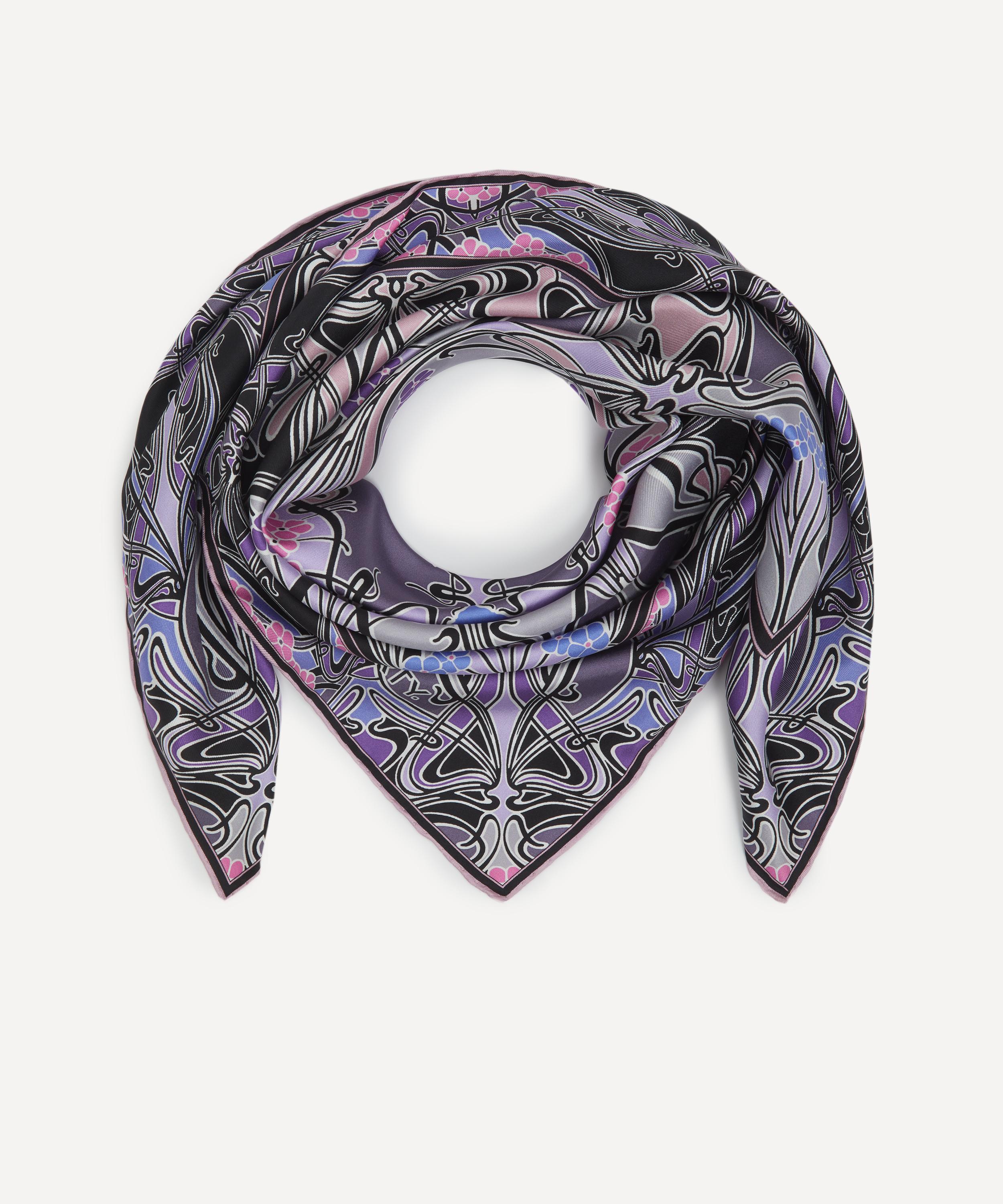 Liberty London Ianthe 90 X 90 Silk Scarf In Black